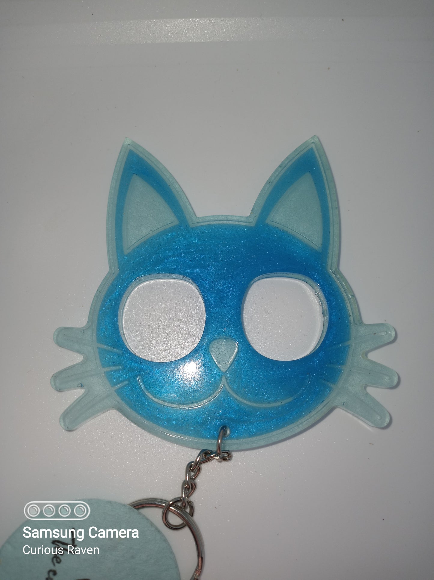 Pearl Blue Glow in Dark Resin Kitty Keychain