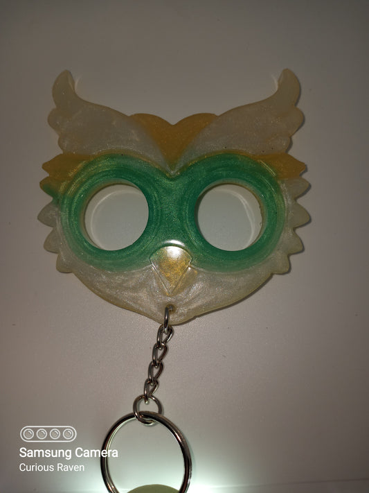 Multicolored Resin Owl Keychain