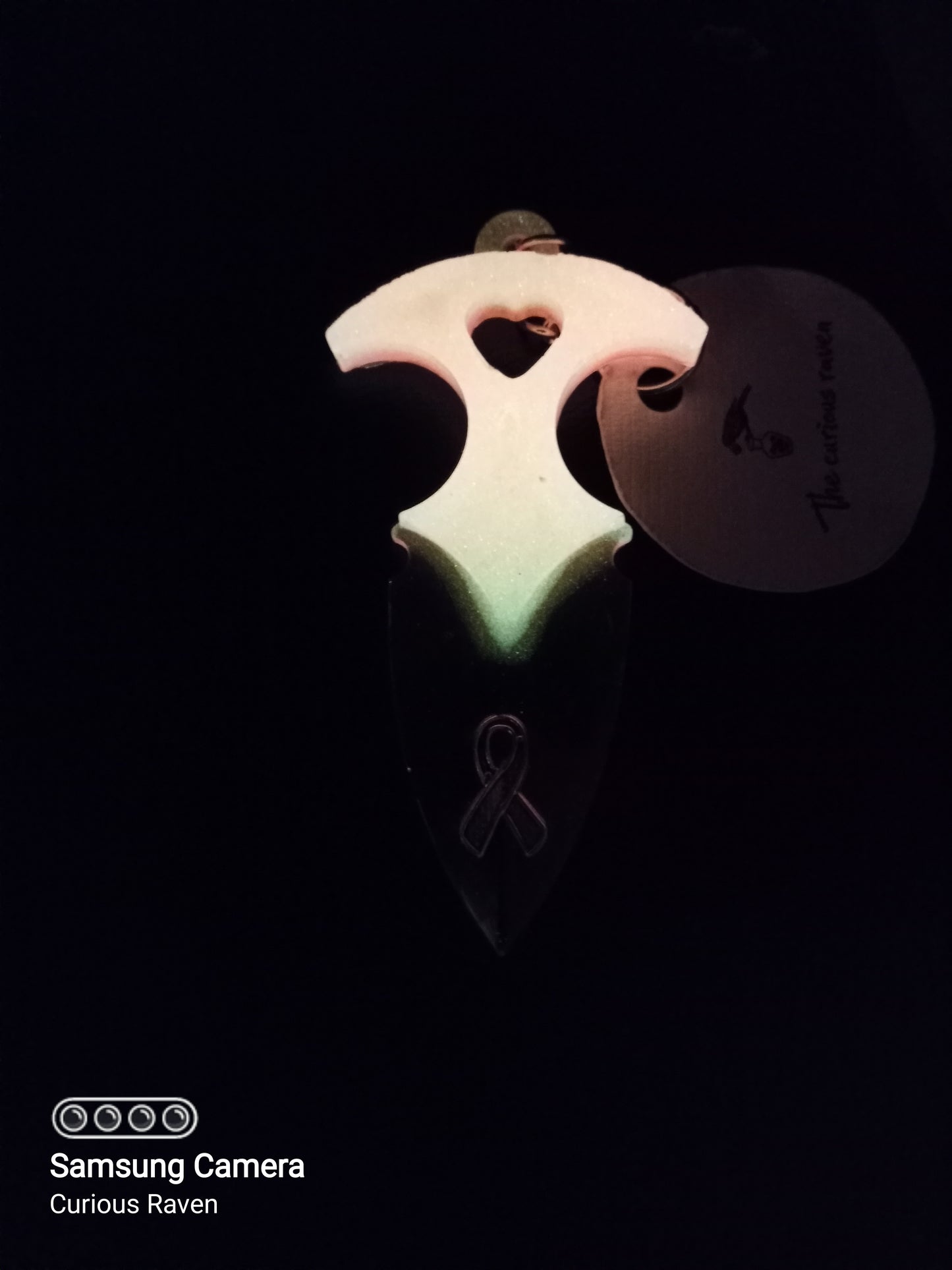 Pink Glow in the Dark with Awareness Ribbon Decorative Resin Prop Dagger Keychain