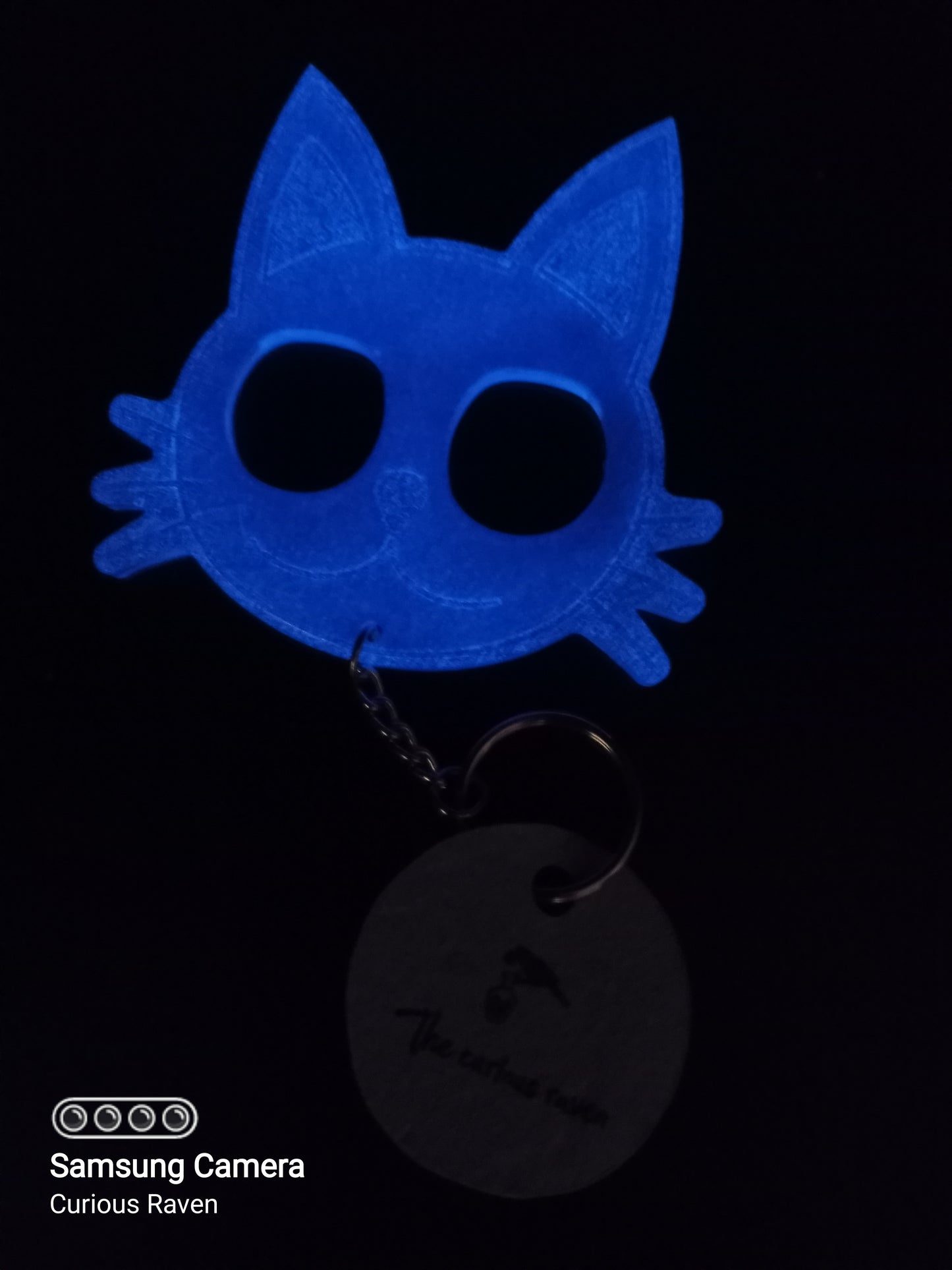 Pearl Blue Glow in Dark Resin Kitty Keychain