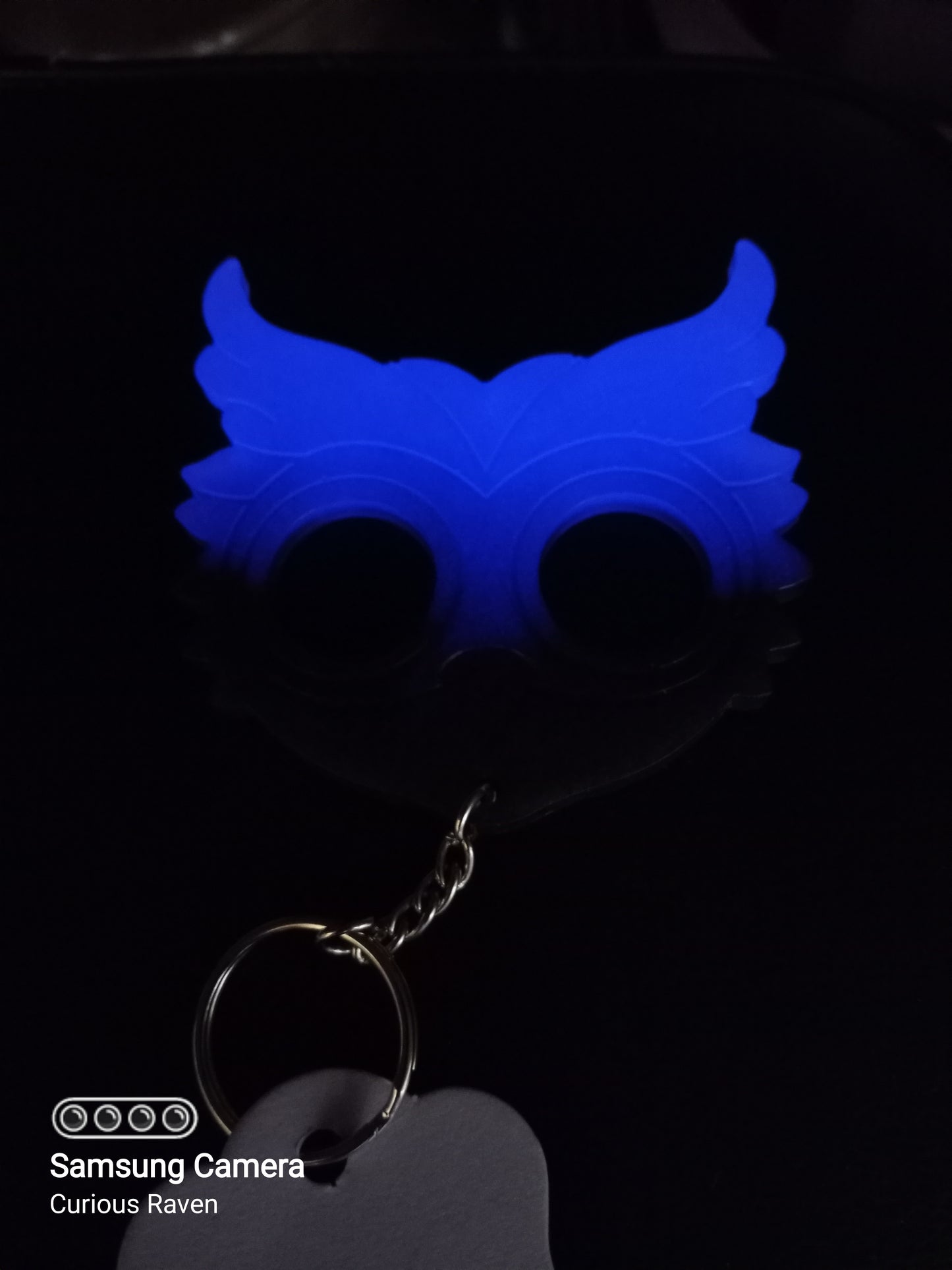 Glow in Dark Lavender and Galaxy Resin Owl Keychain