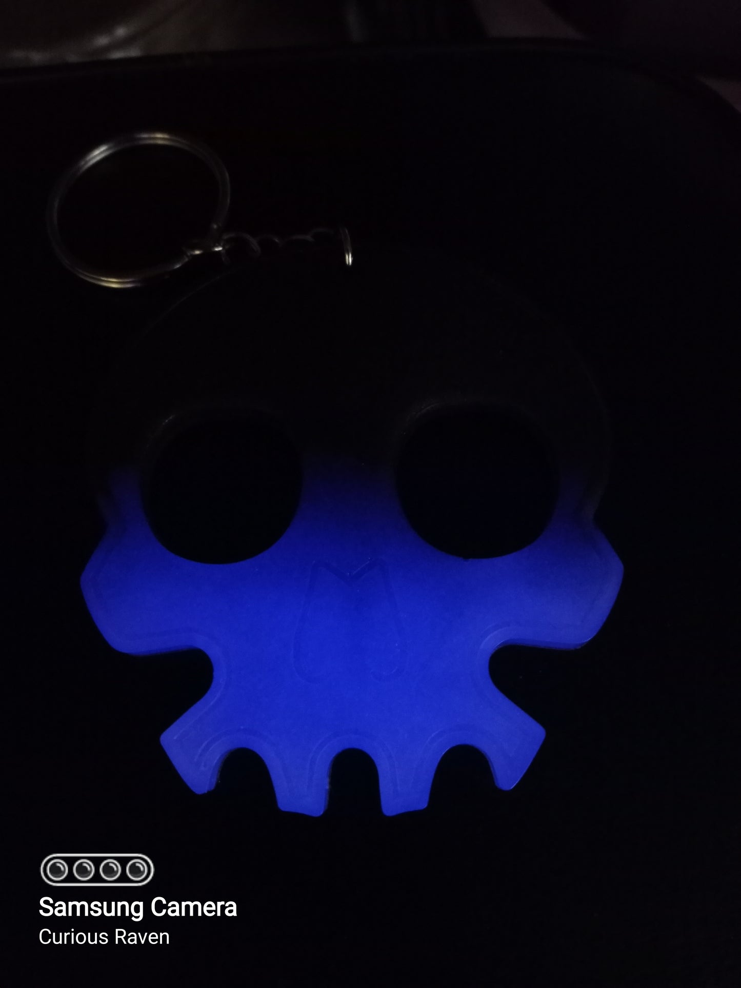 Galaxy and Glow in Dark Lavender Resin Skull Keychain