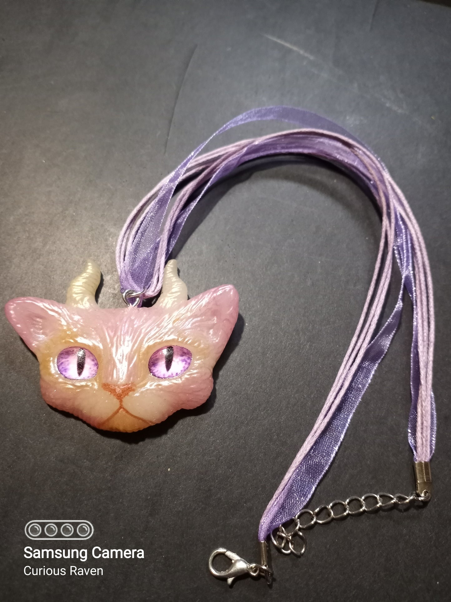 Rose & Canary Devil Kitty Necklace