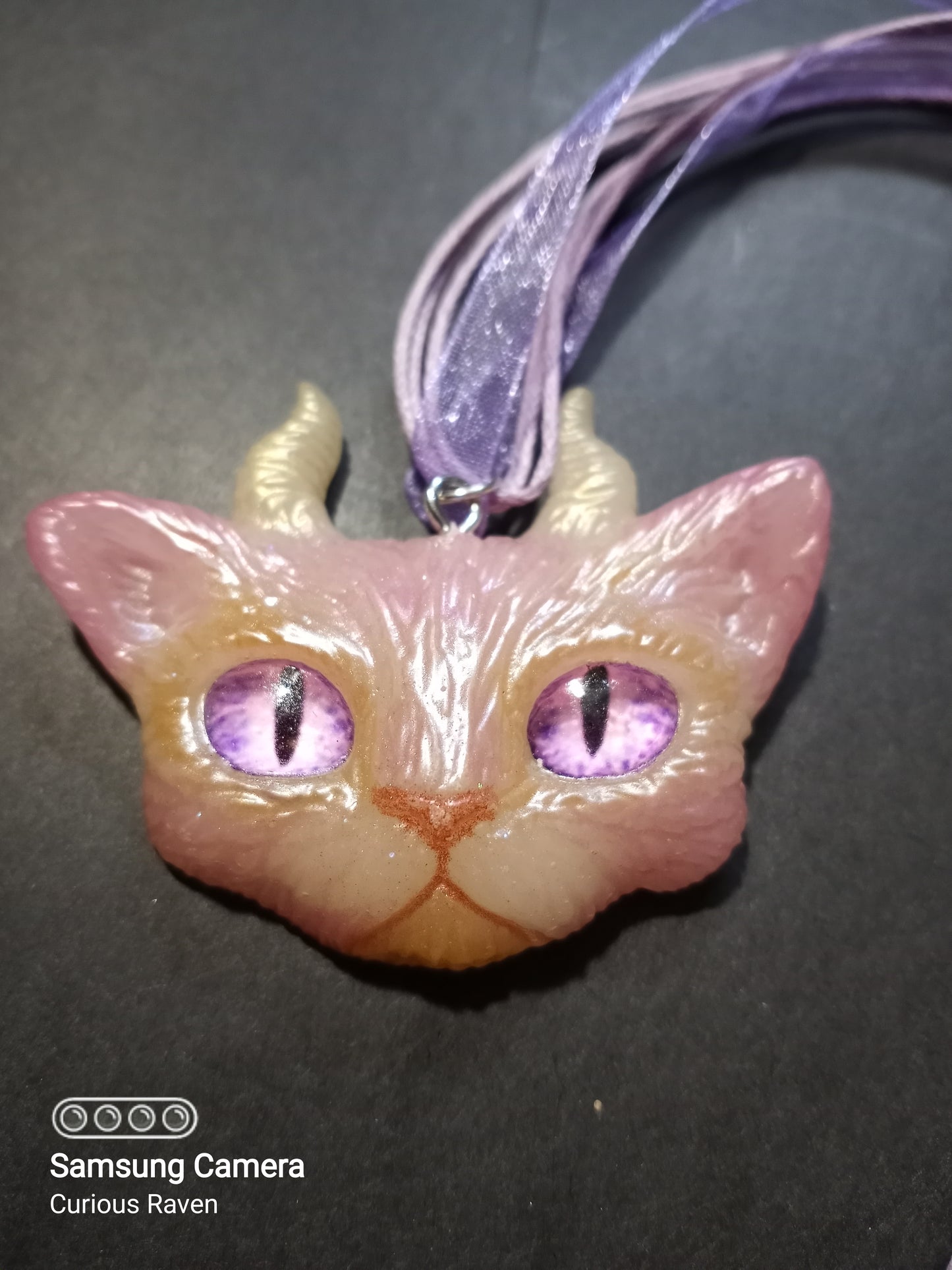 Rose & Canary Devil Kitty Necklace