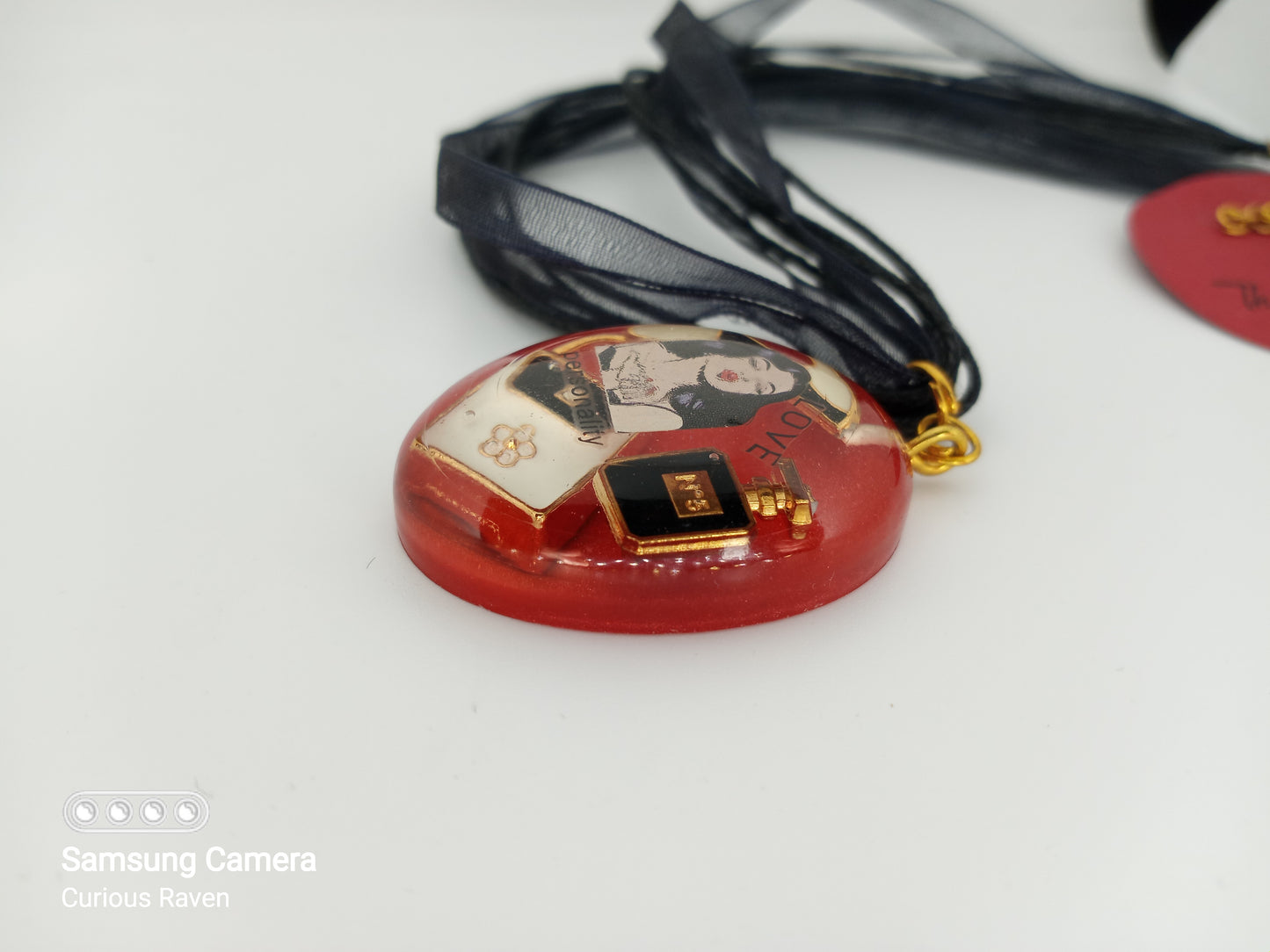 Red lady resin pendent necklace