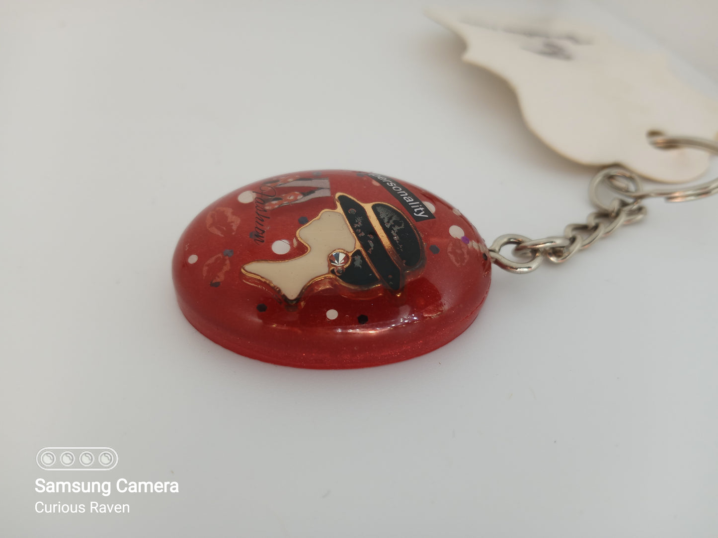 Red lady resin keychain