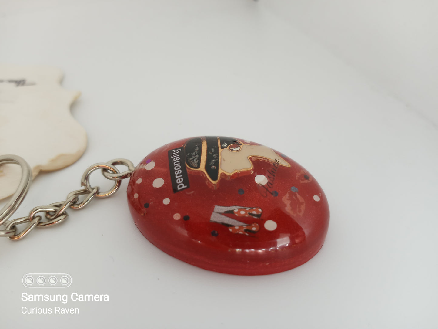 Red lady resin keychain