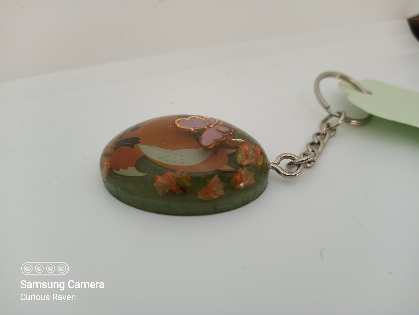 Shy fox resin keychain