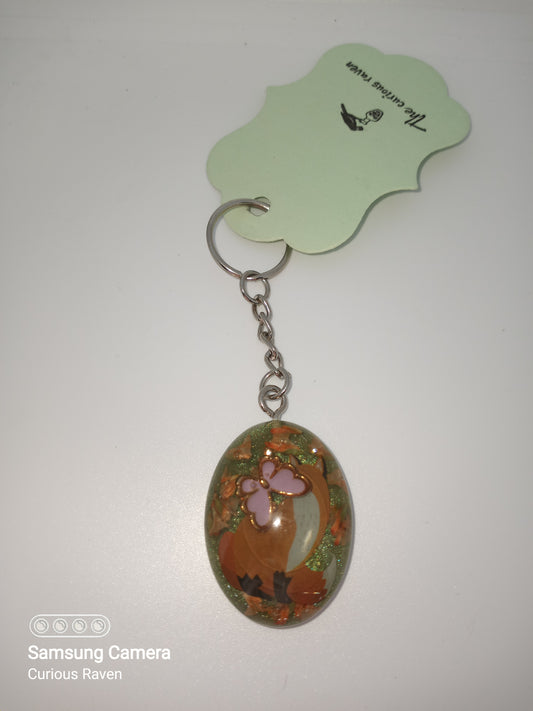 Shy fox resin keychain