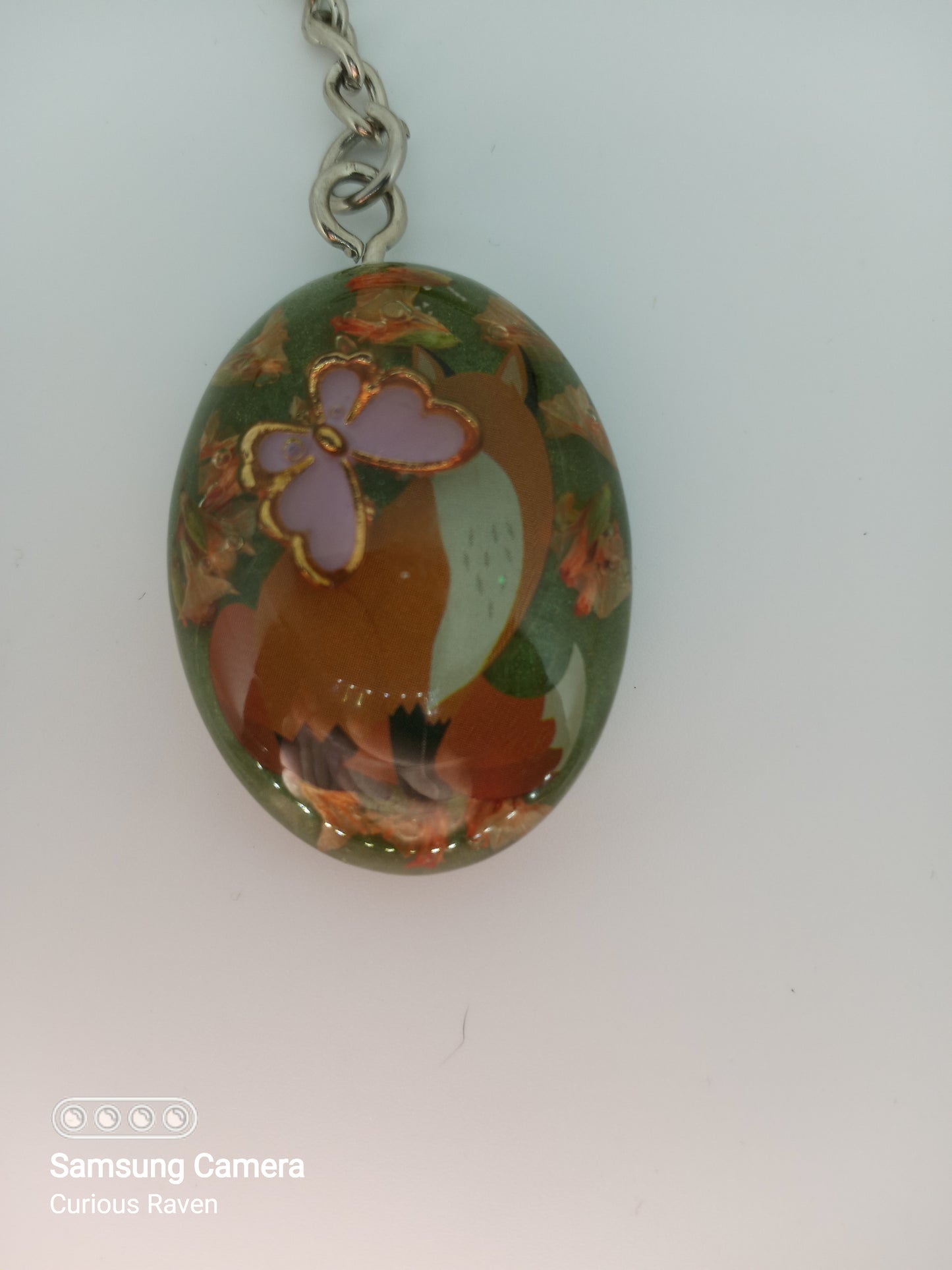 Shy fox resin keychain