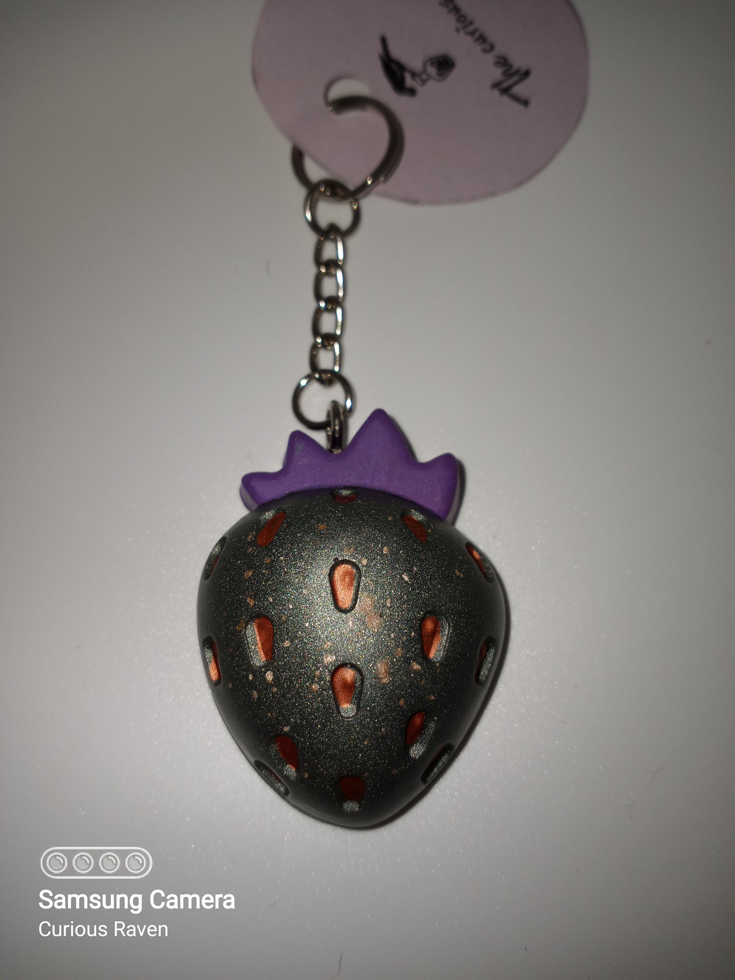 Resin strawberry keychain