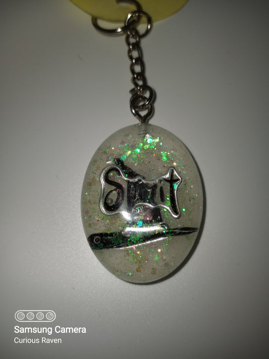 Witchy spirt glow in dark resin key chain