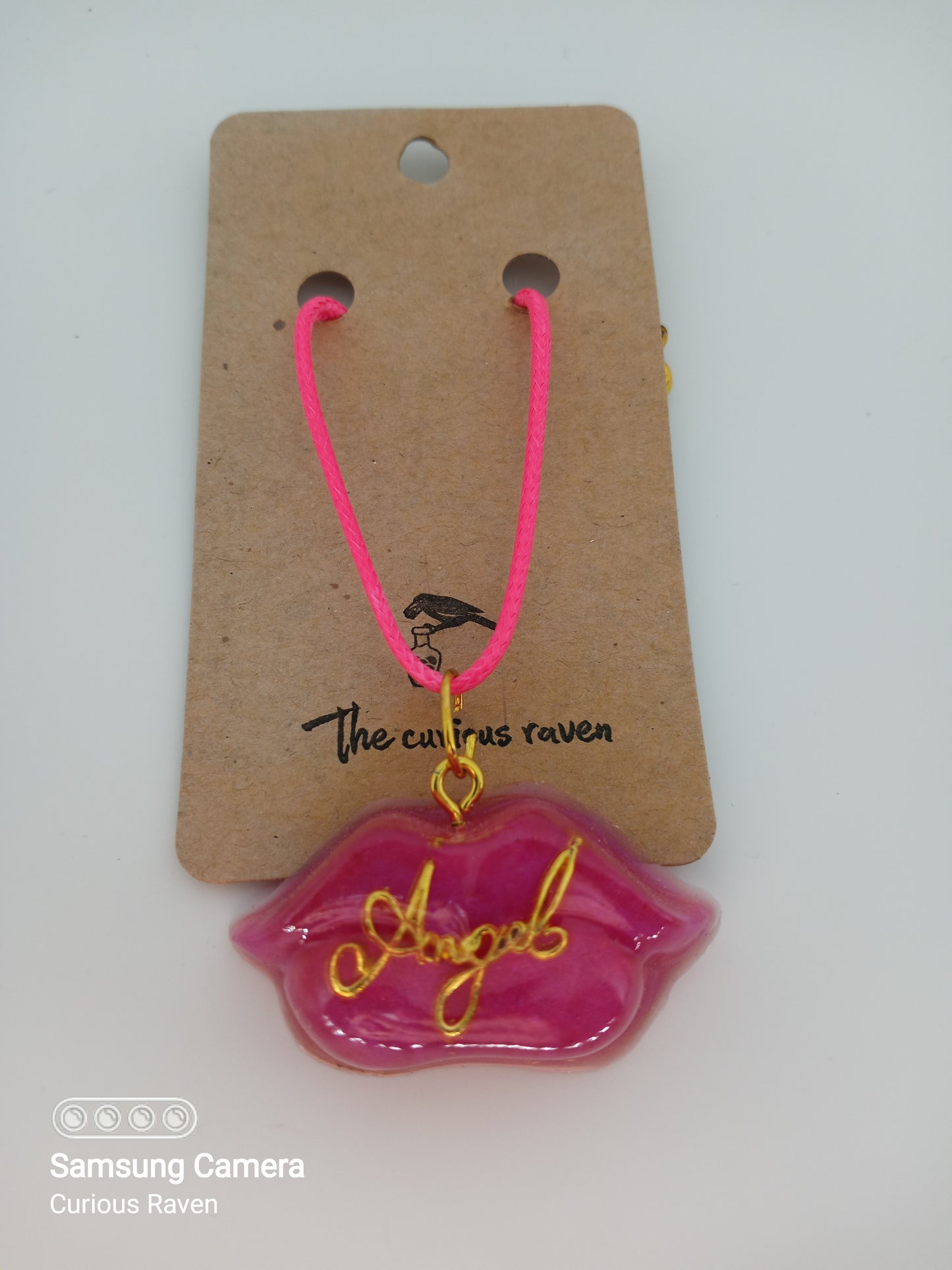 Resin lips charm necklace