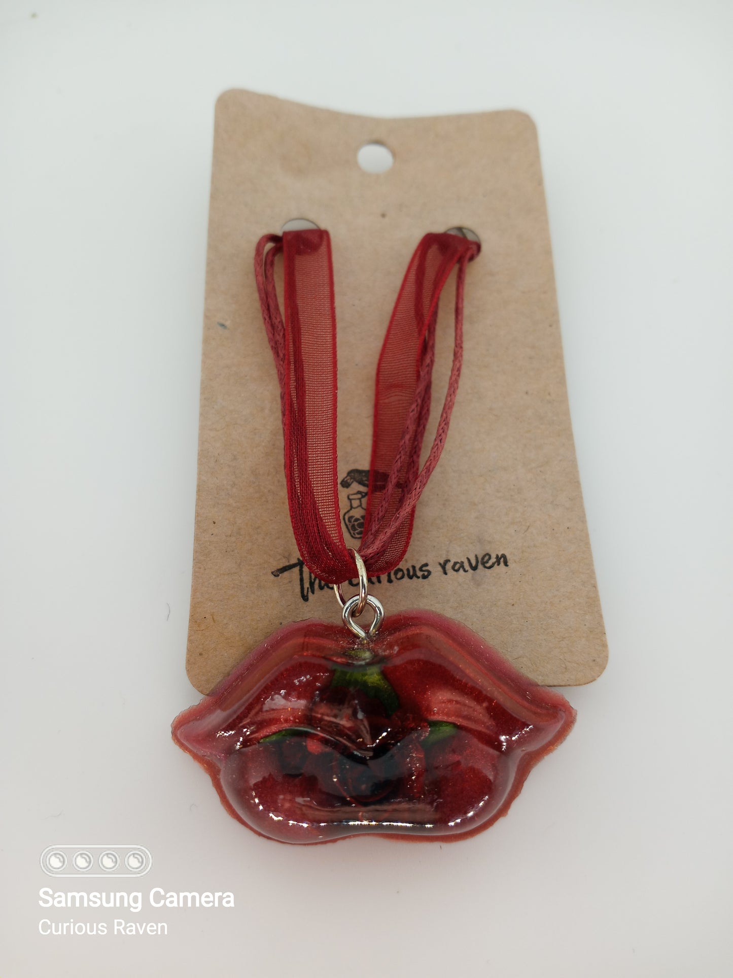 Resin lips charm necklace