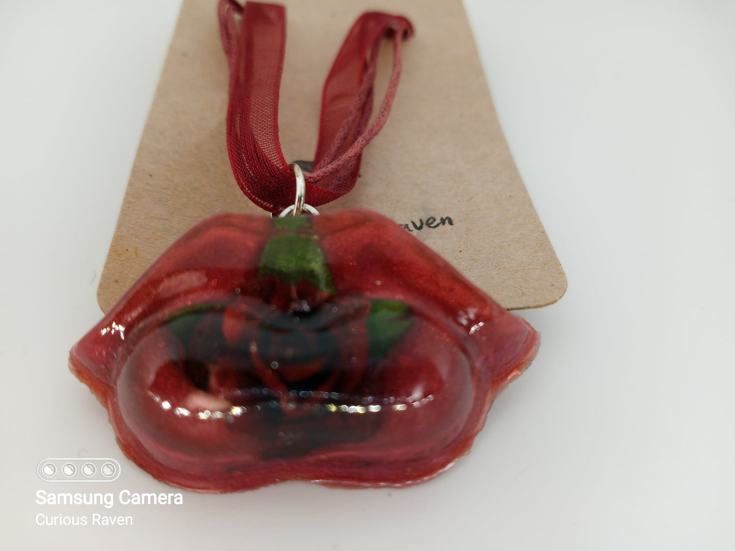 Resin lips charm necklace