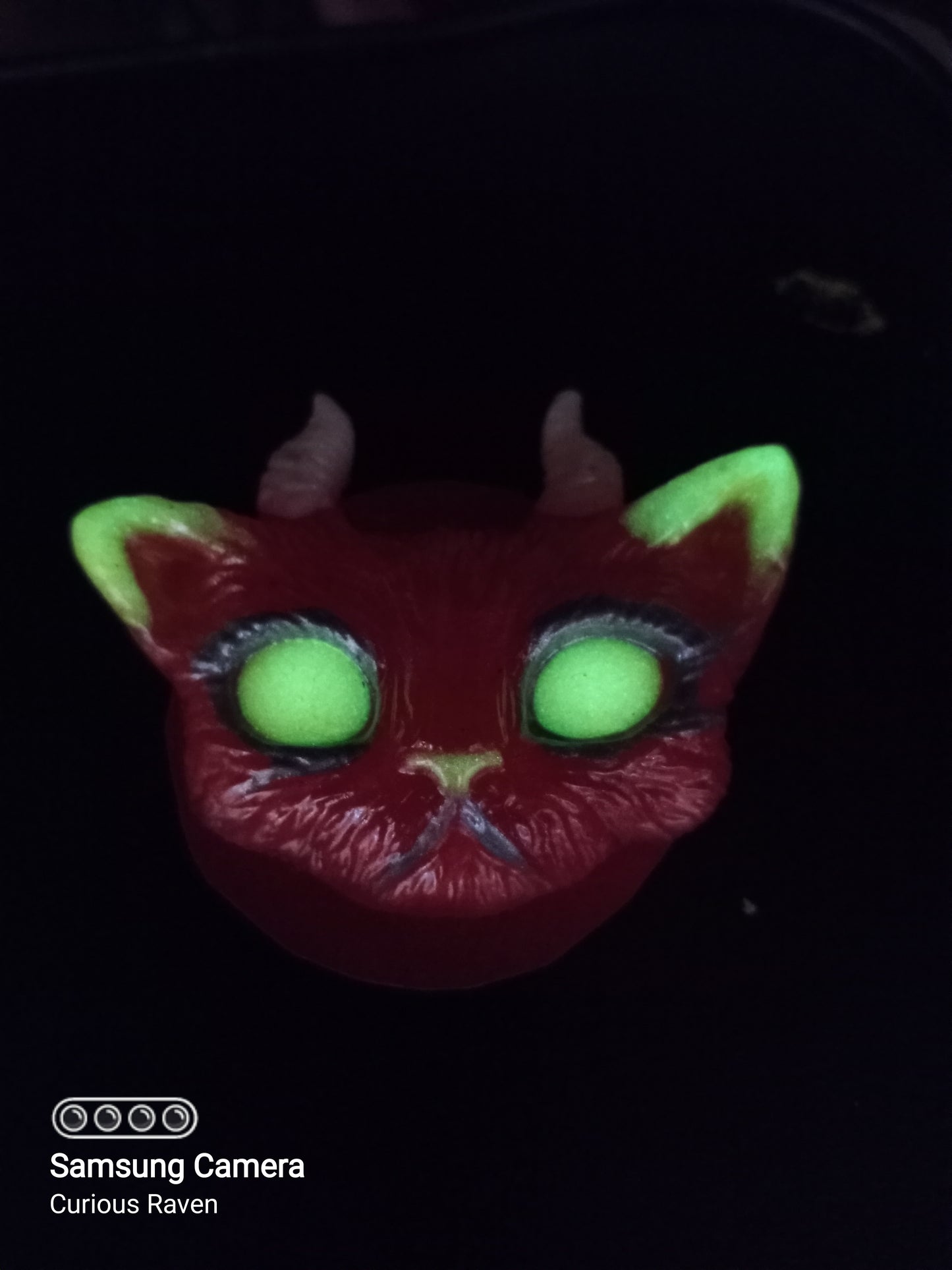 Hellfire devil kitty glow in the dark resin magnet