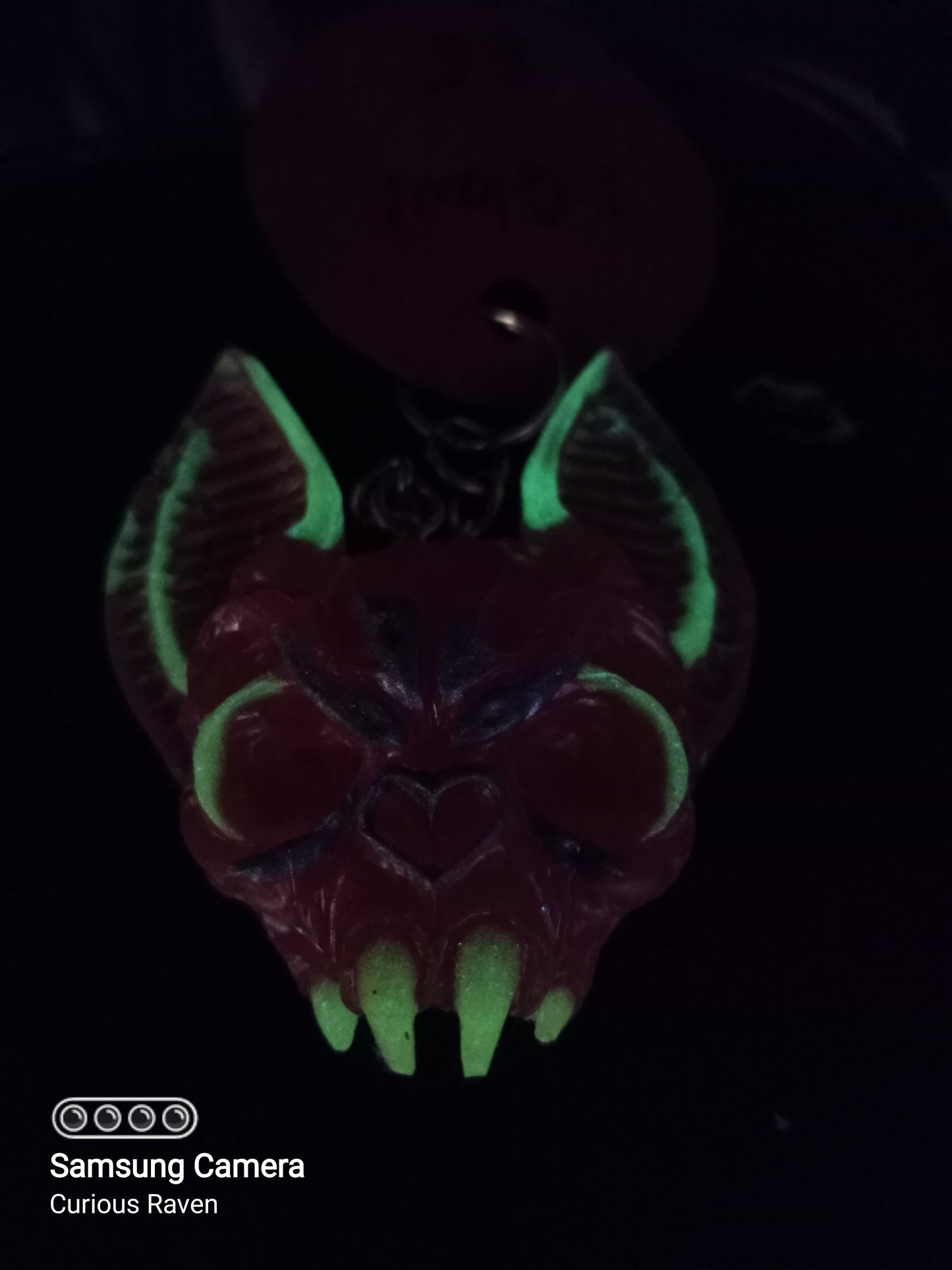 Red Glow in the Dark  Bat Head Keychain