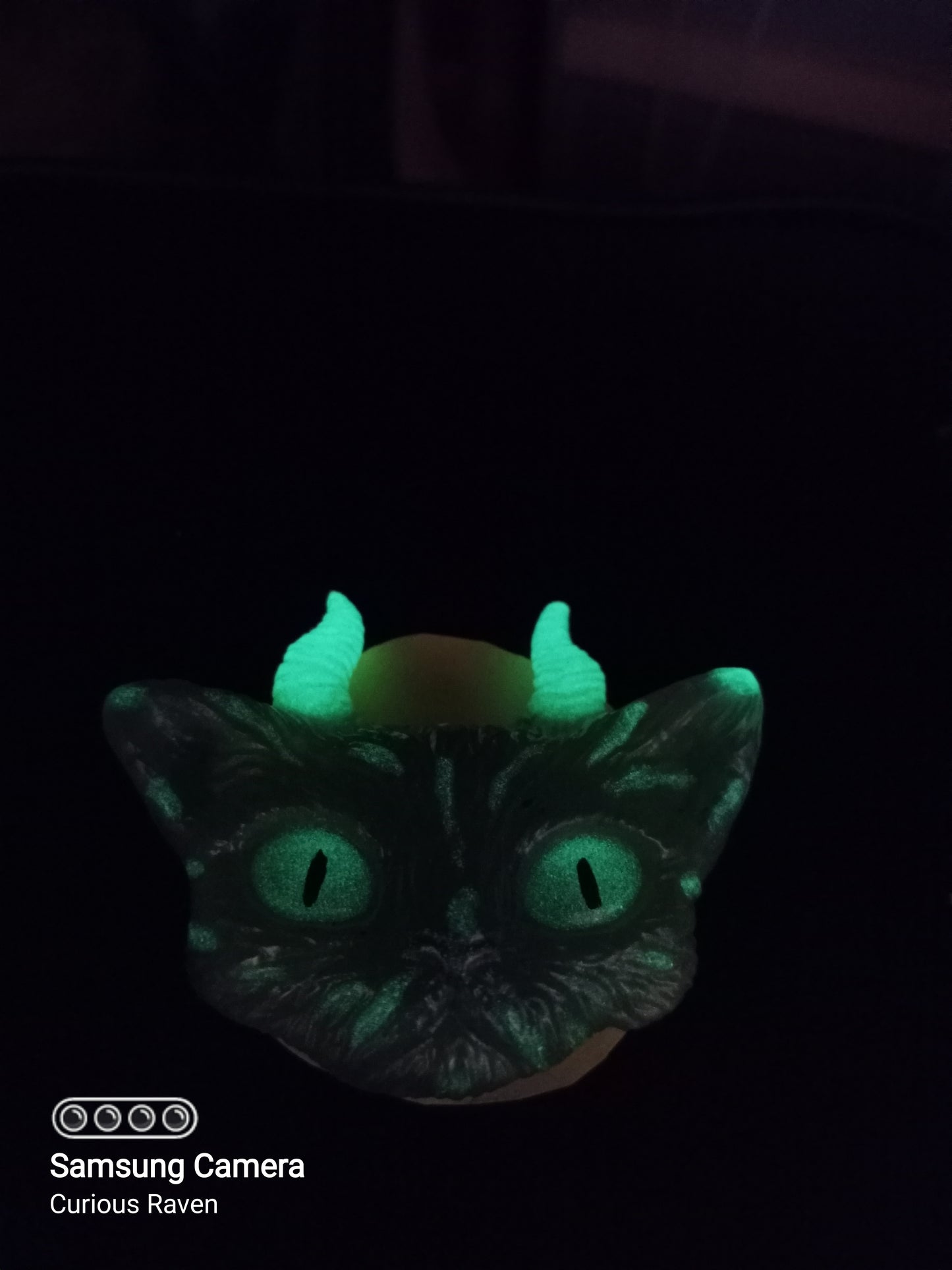 Ecto devil kitty glow in the dark resin magnet