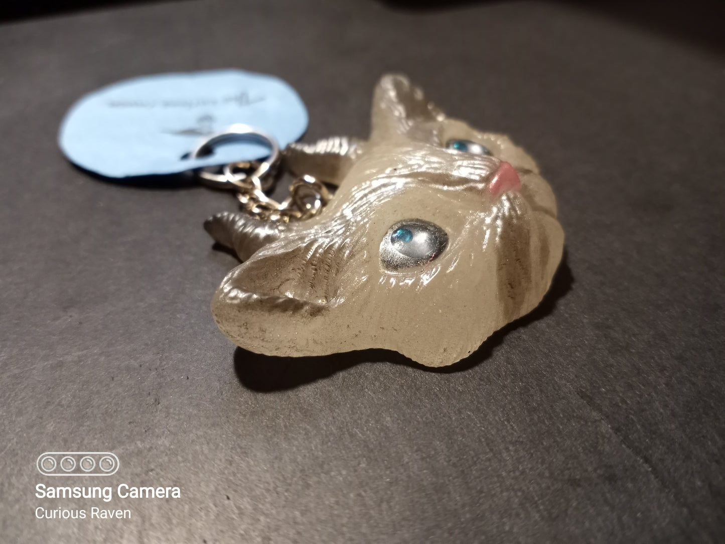 Pearl White Glow in the Dark Devil Kitty Keychain