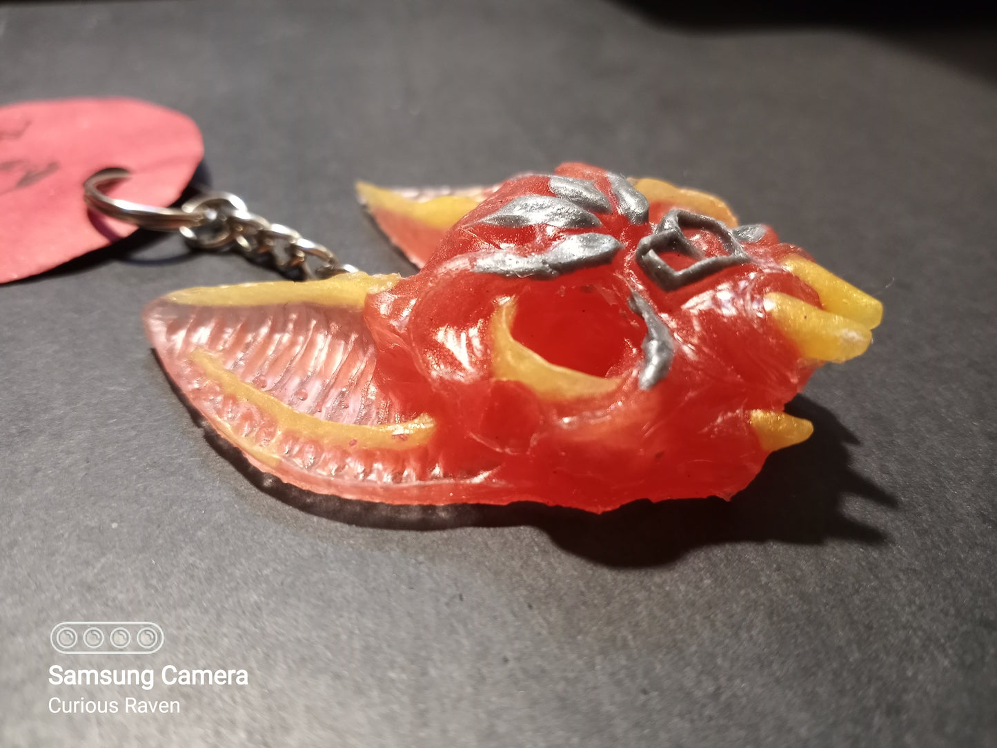 Red Glow in the Dark  Bat Head Keychain