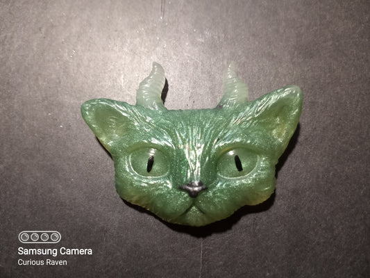 Ecto devil kitty glow in the dark resin magnet