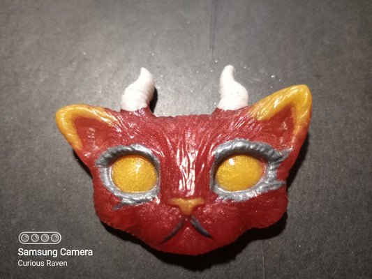 Hellfire devil kitty glow in the dark resin magnet