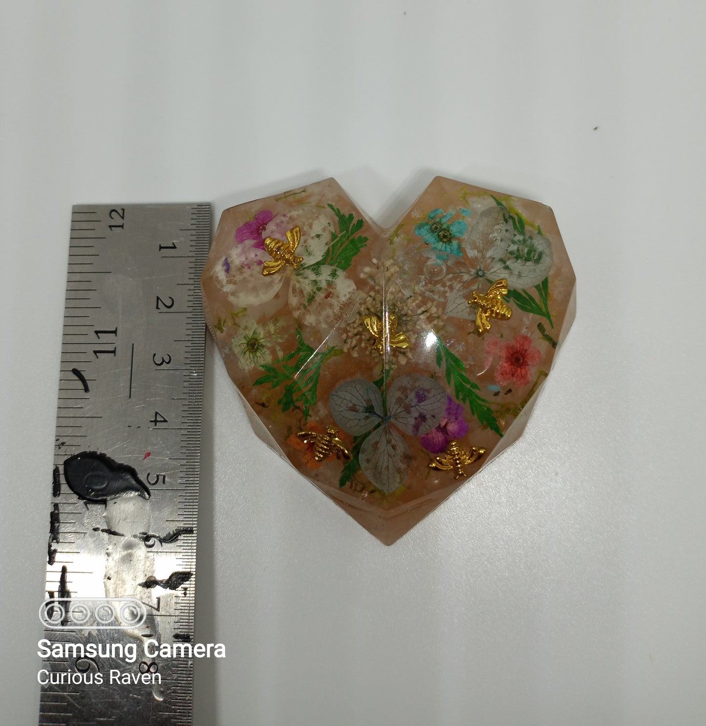 Spring Garden Resin Heart Paperweight