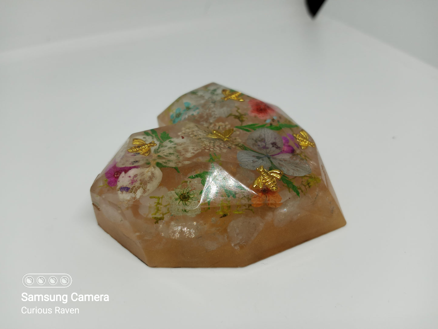 Spring Garden Resin Heart Paperweight