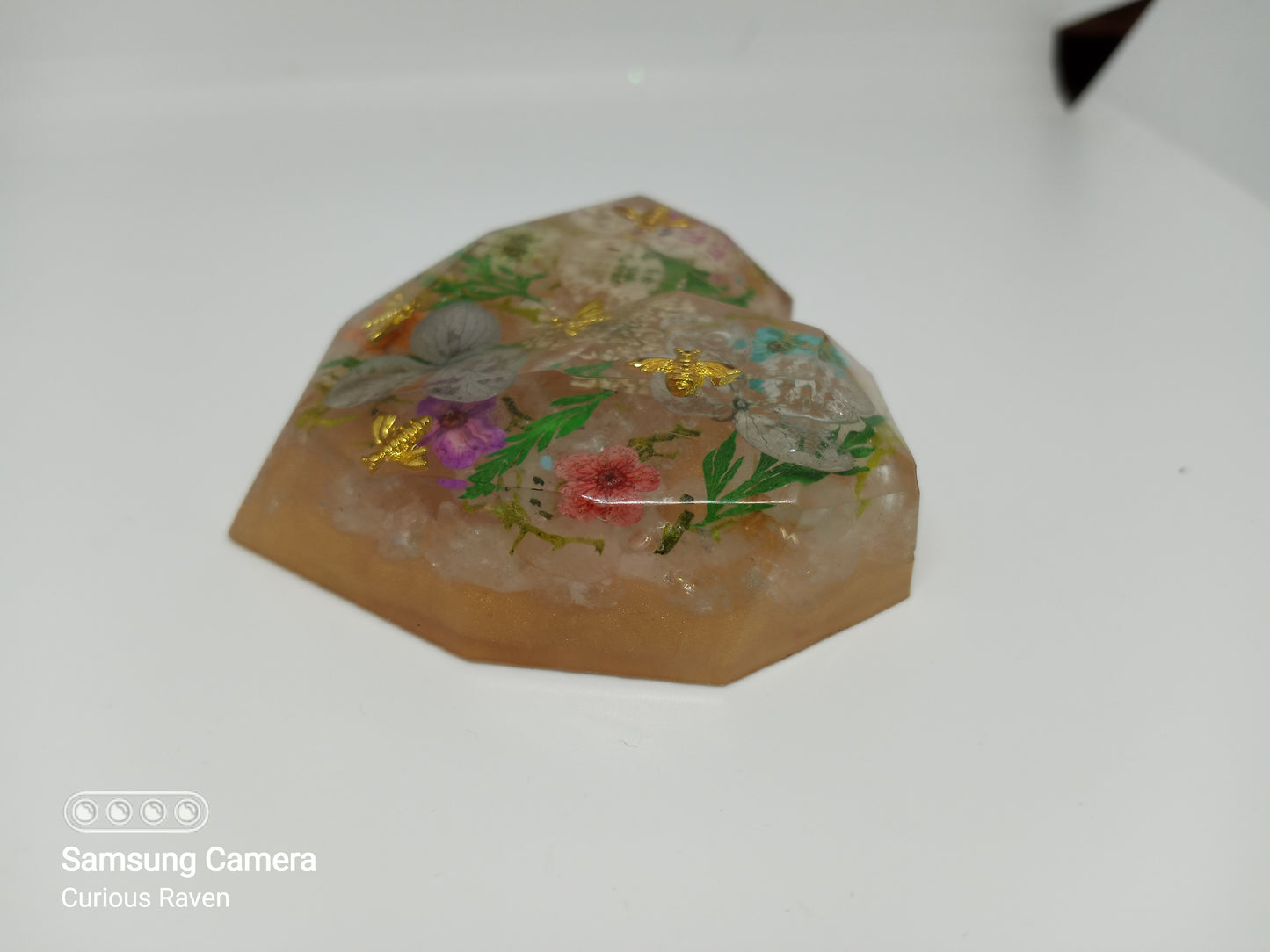 Spring Garden Resin Heart Paperweight