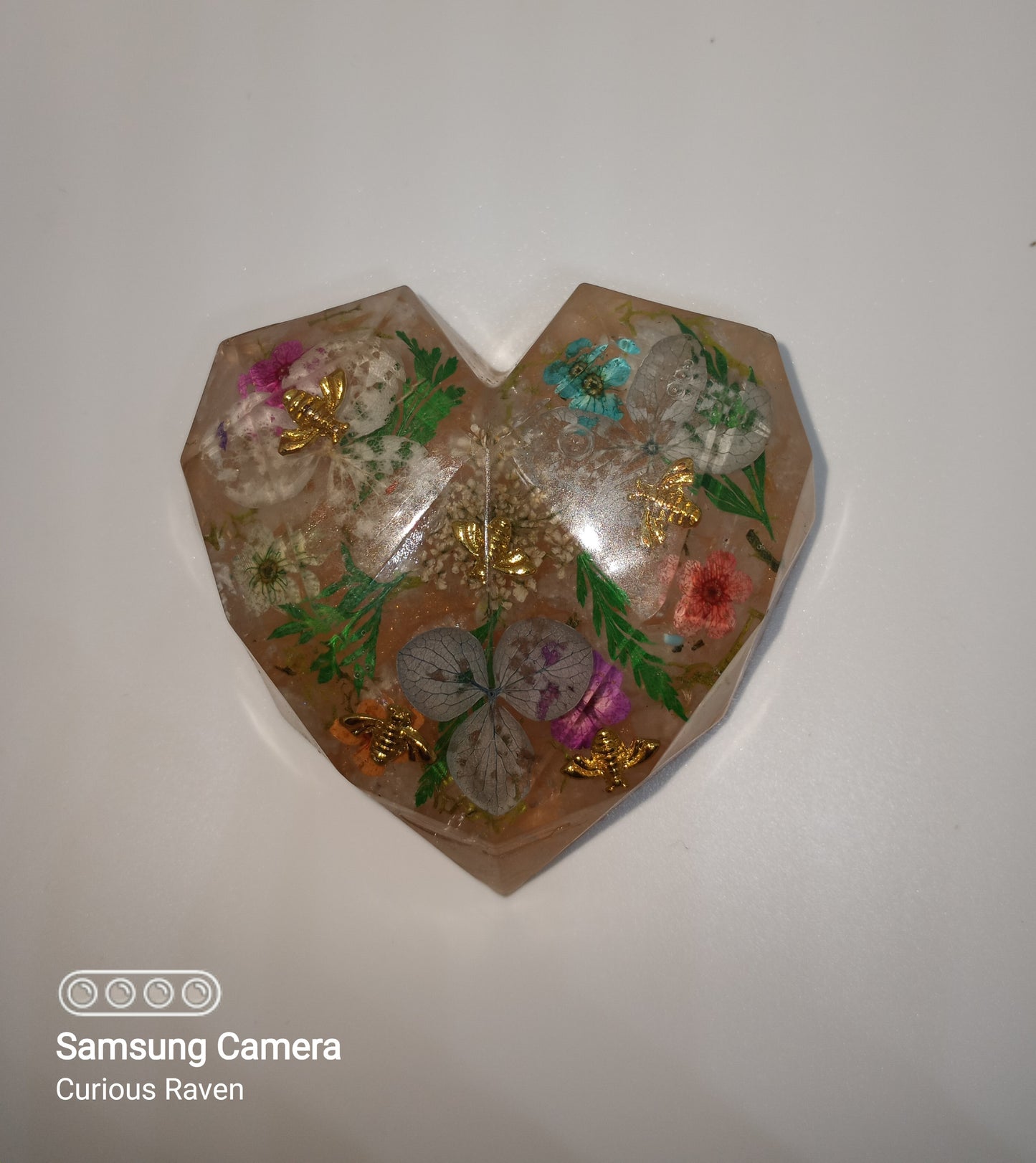 Spring Garden Resin Heart Paperweight