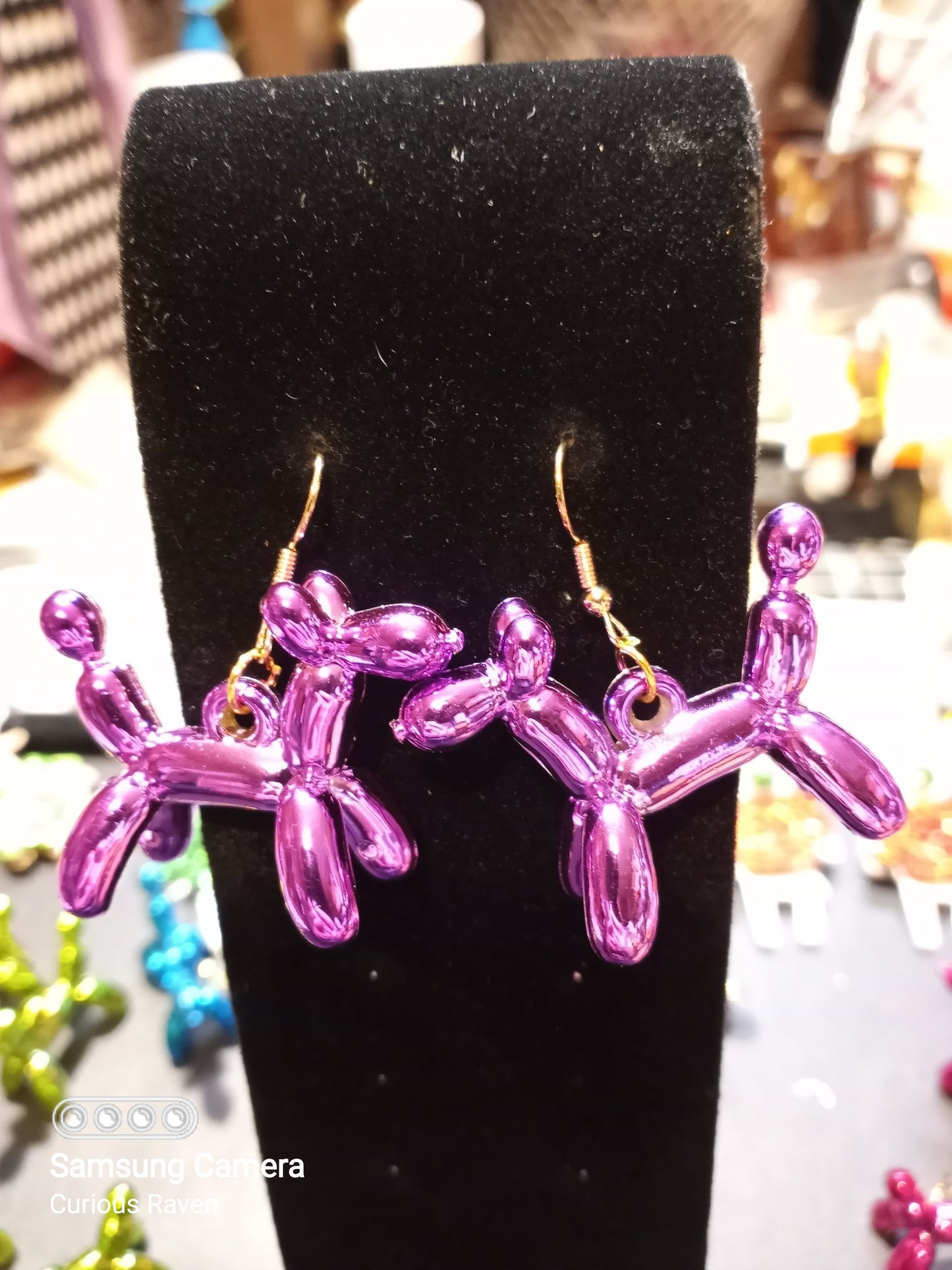 Balloon Dog Earrings Purple