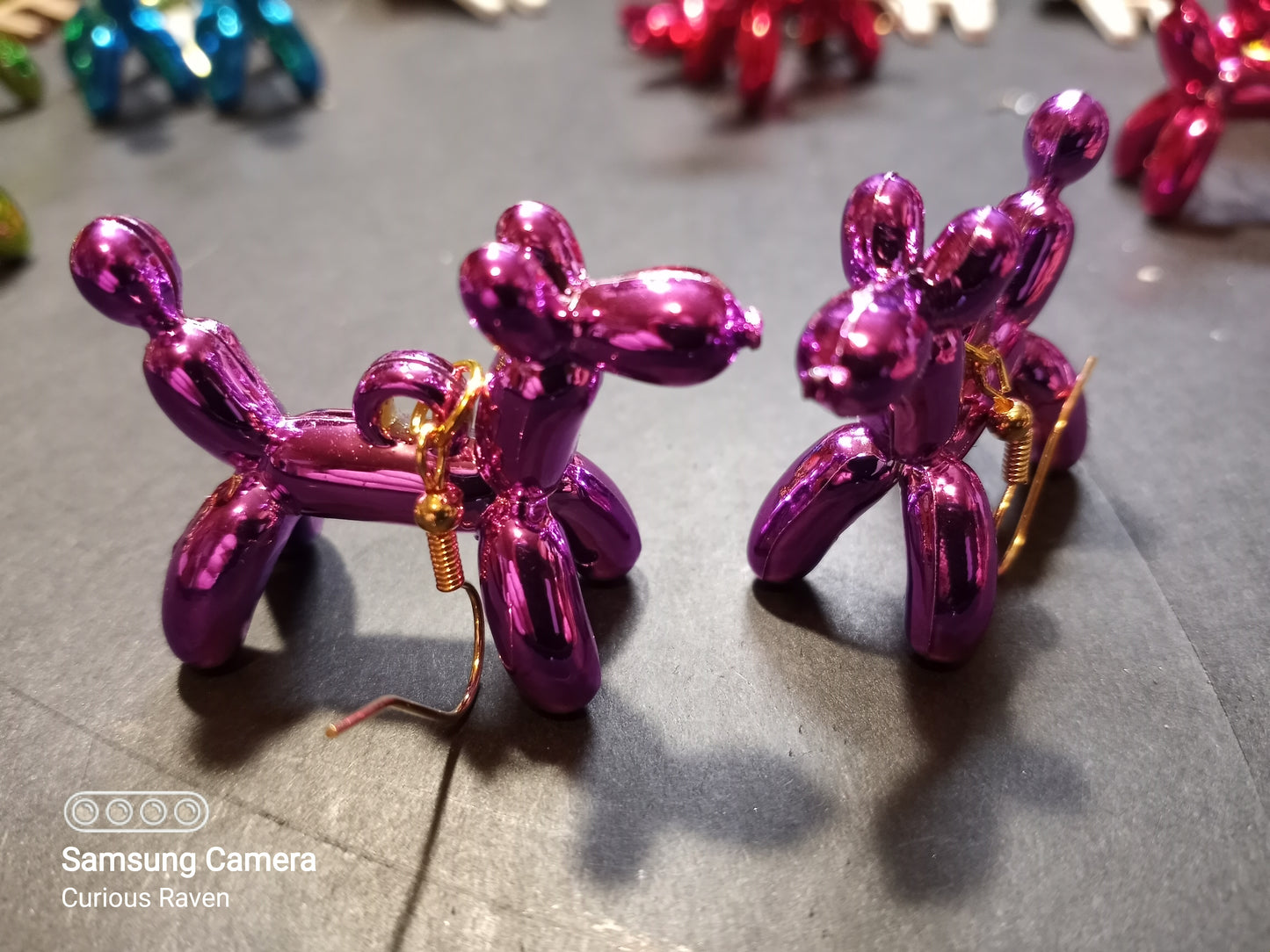 Balloon Dog Earrings Purple