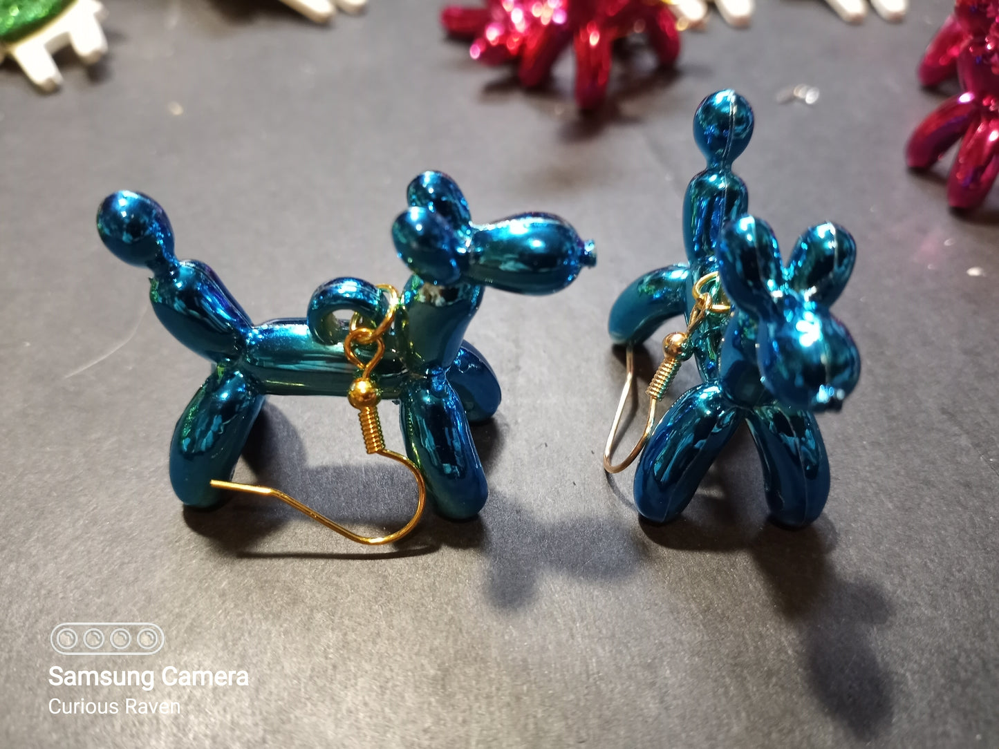 Balloon Dog Earrings Blue