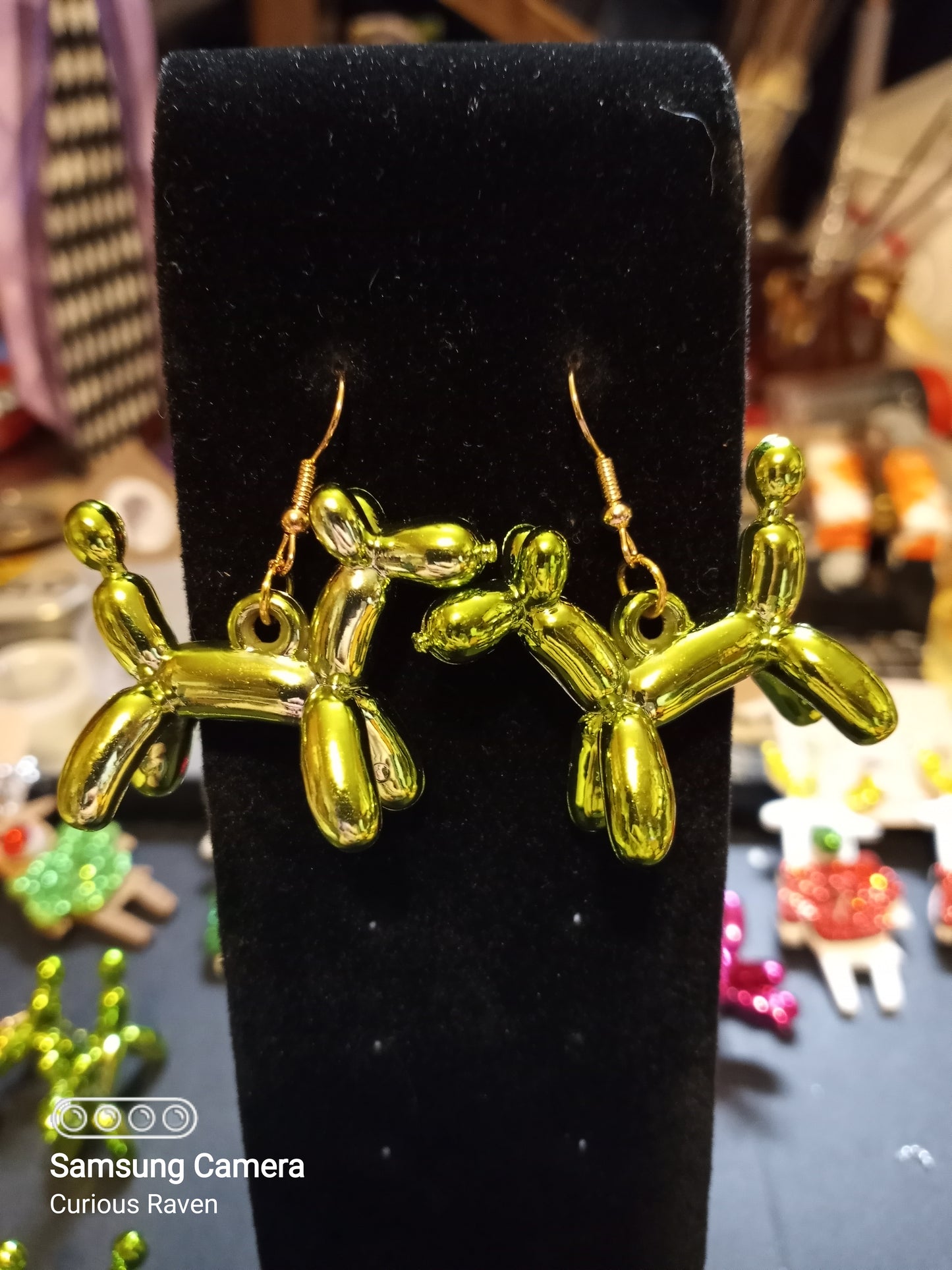 Balloon Dog Earrings Green