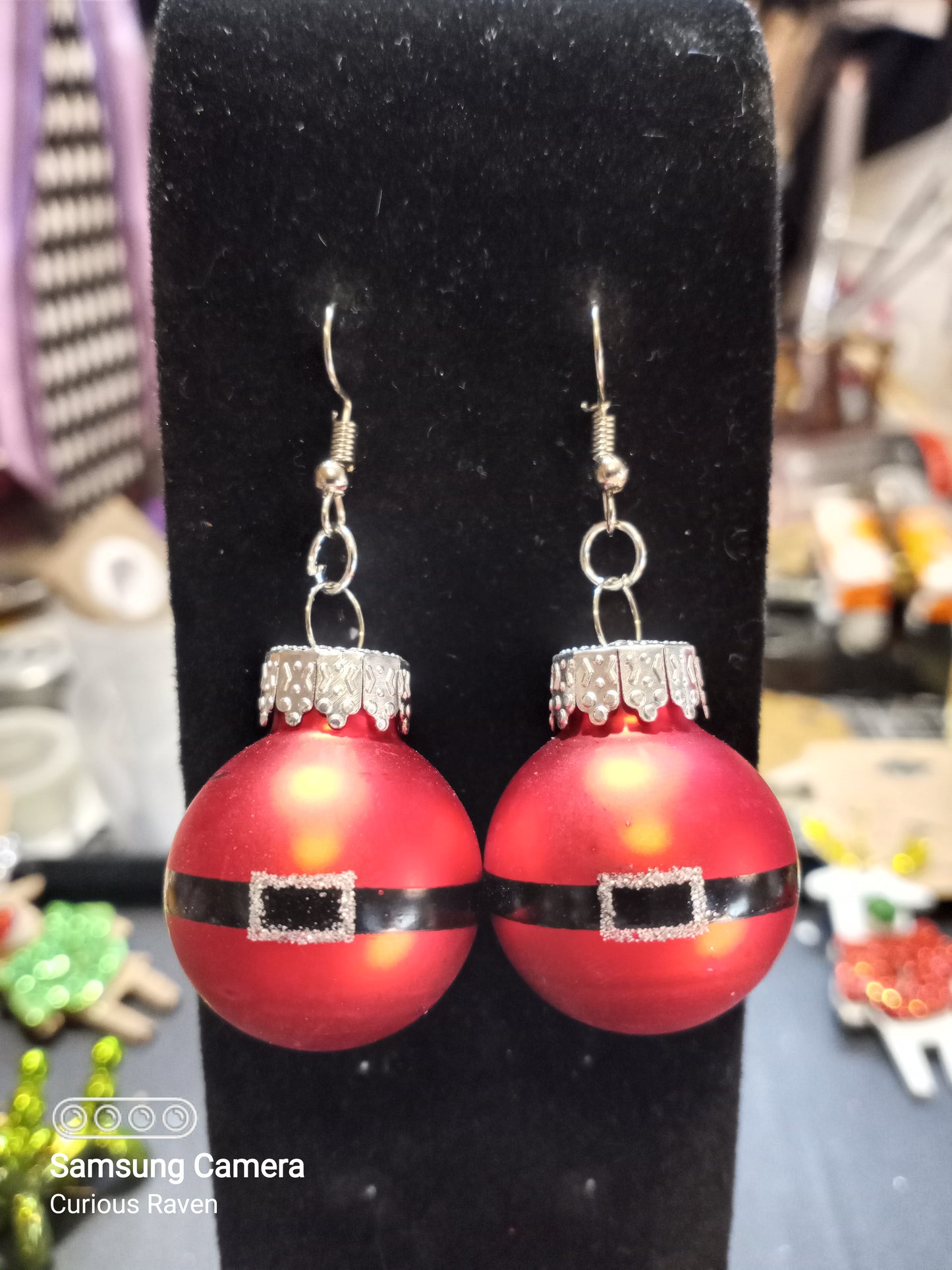 Miniature Red Santa Ornament Earrings