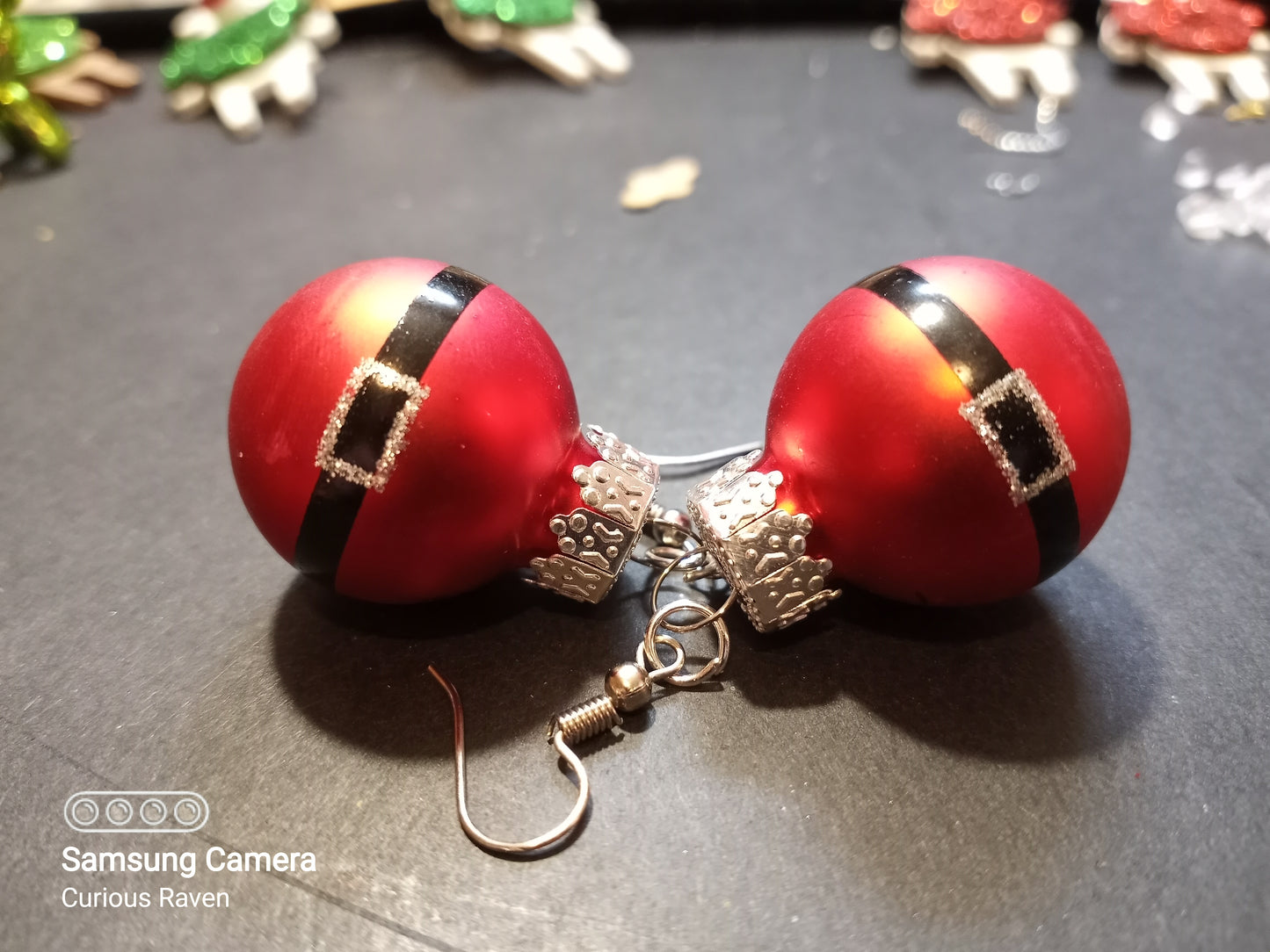 Miniature Red Santa Ornament Earrings