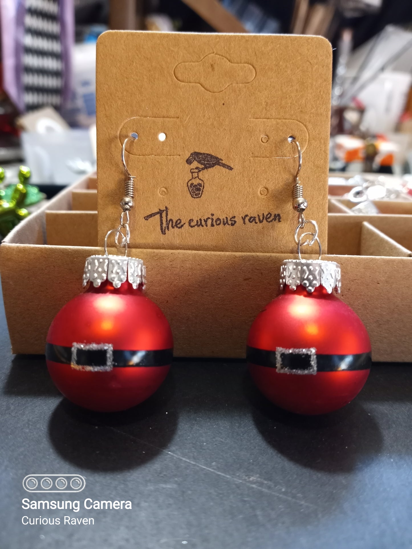 Miniature Red Santa Ornament Earrings