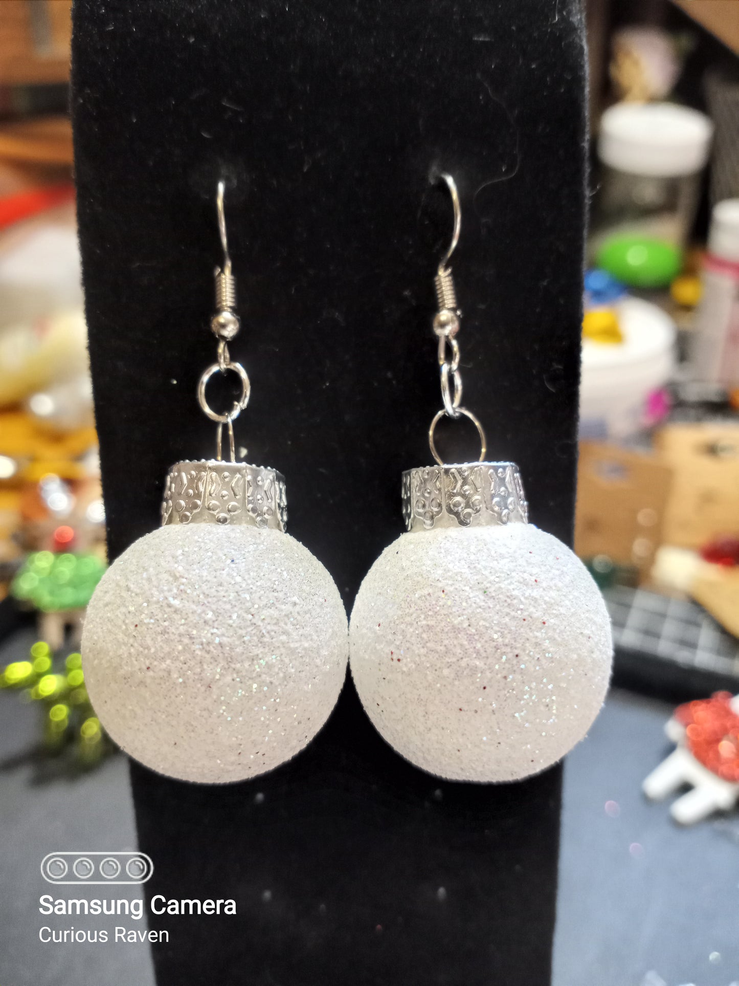 Miniature White Ornament Earrings