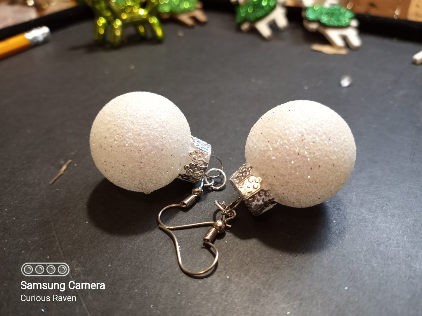 Miniature White Ornament Earrings