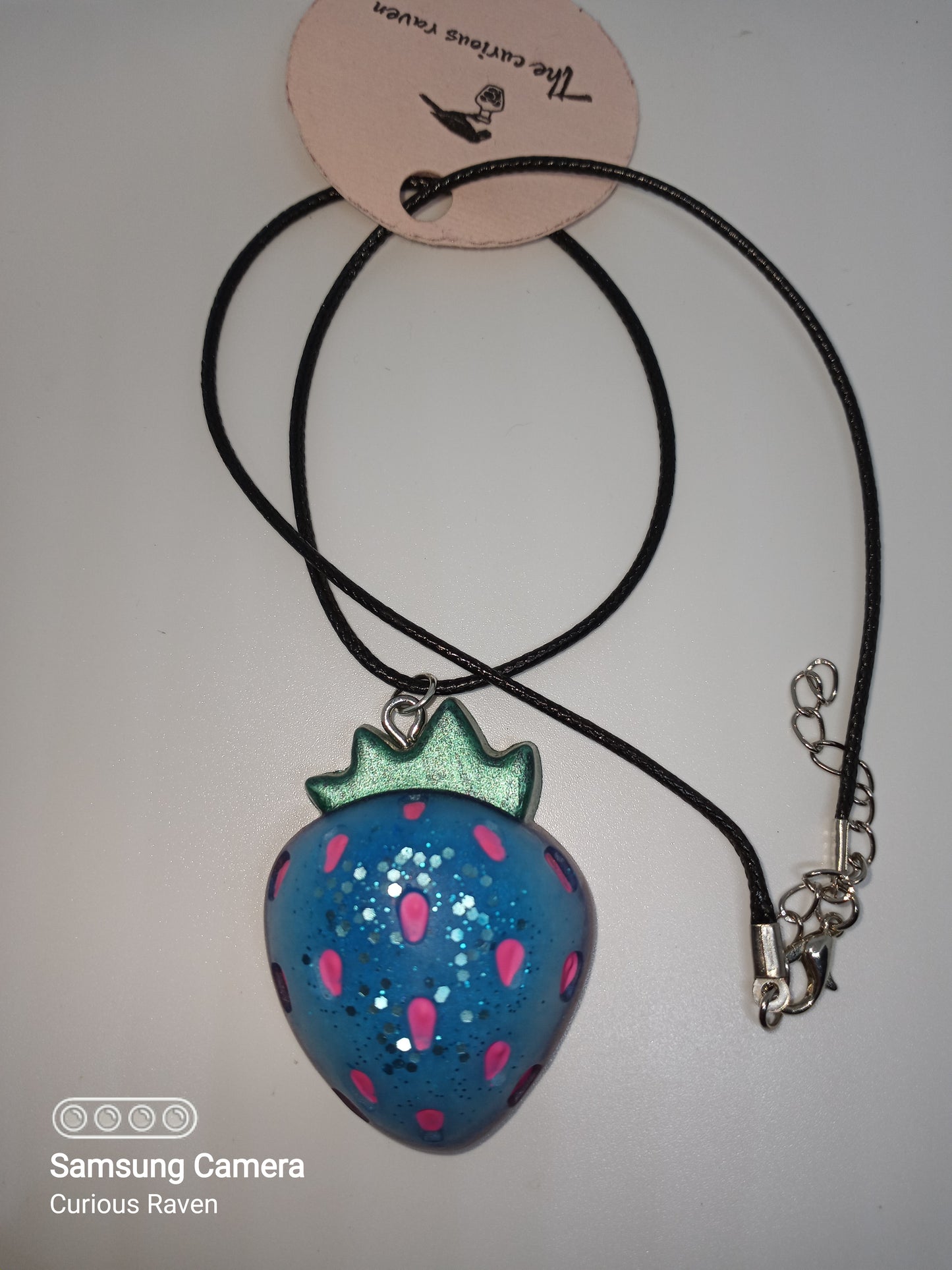 Resin Strawberry Charm Necklace