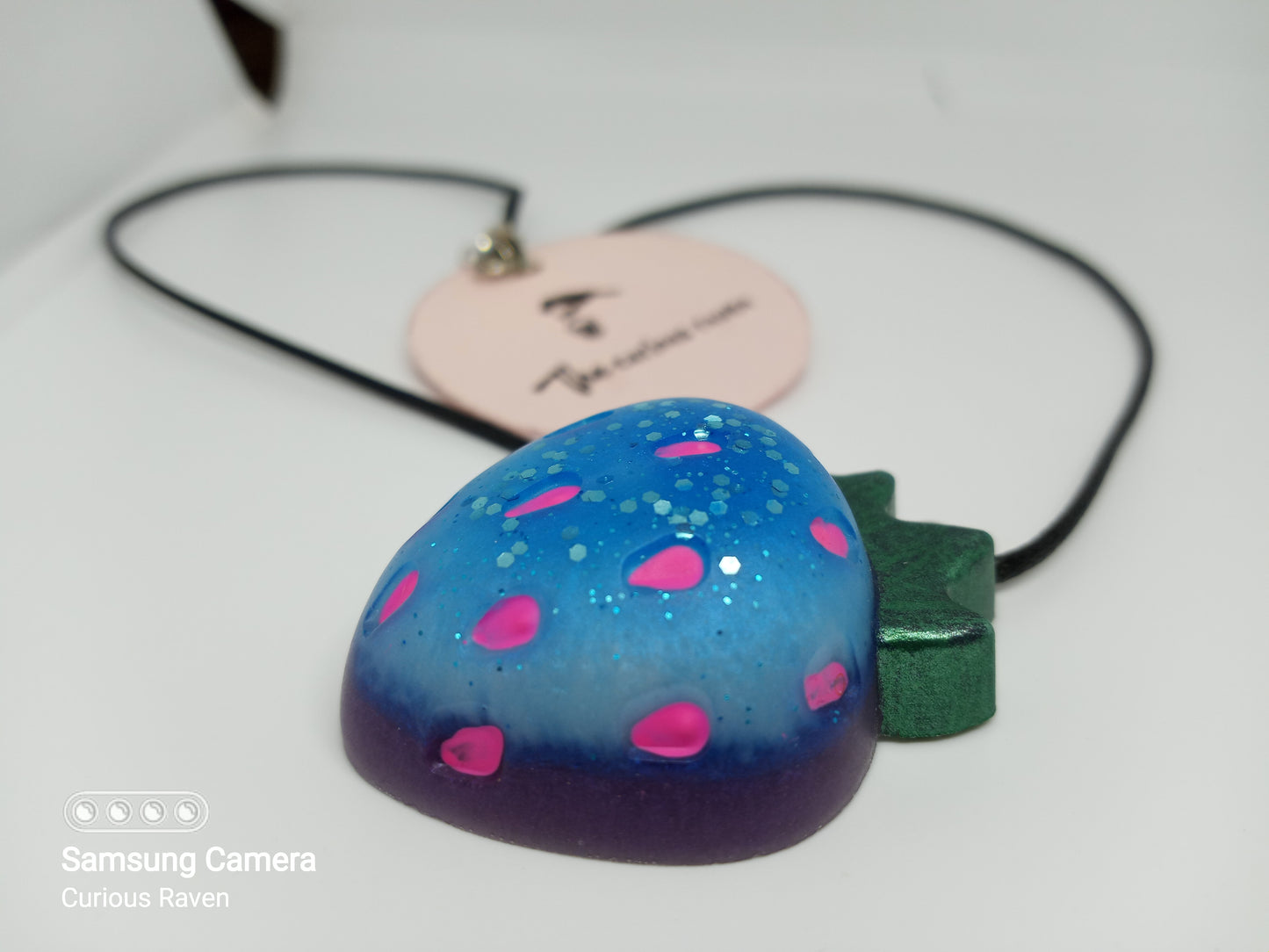 Resin Strawberry Charm Necklace