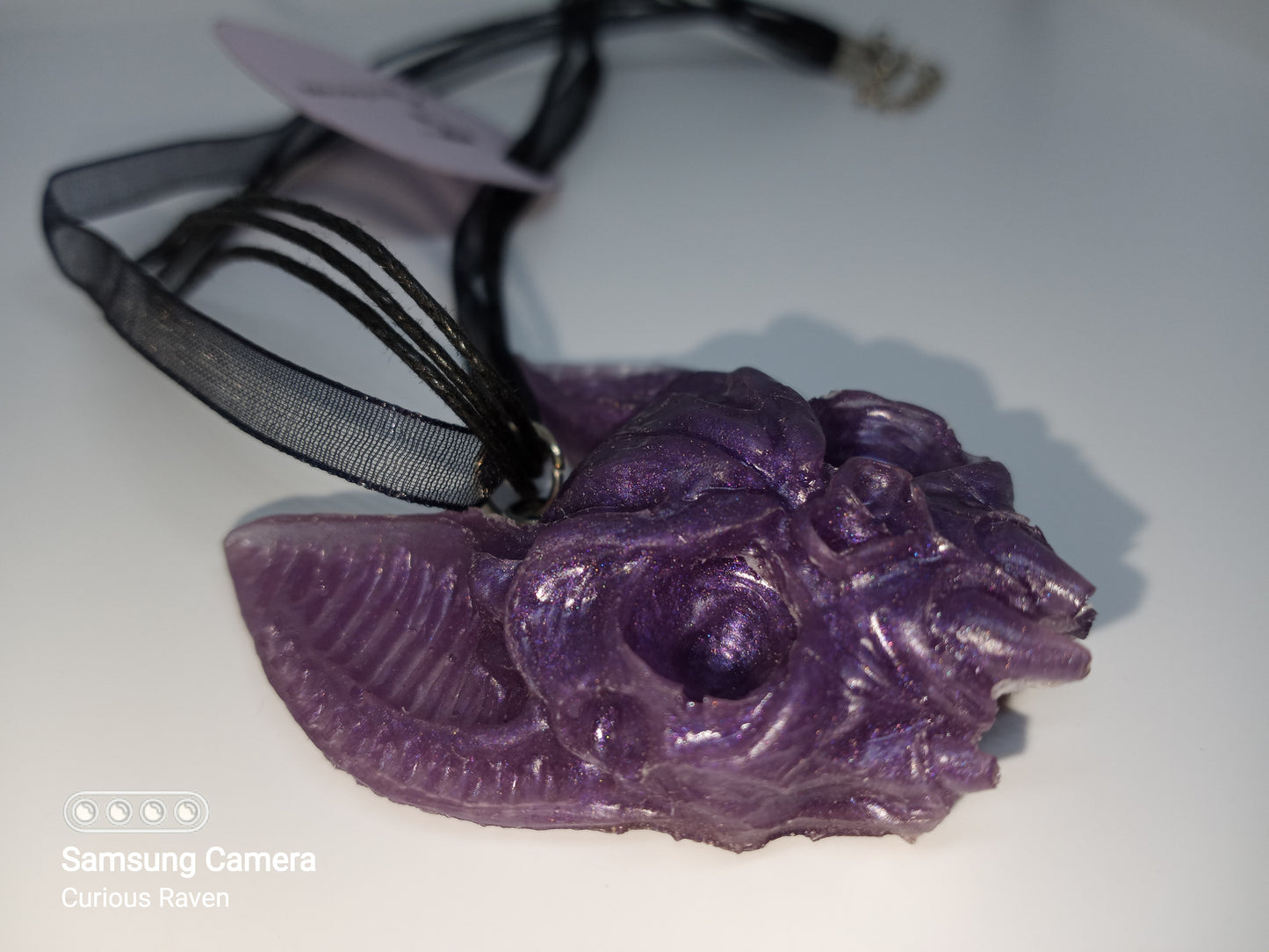 Plum Bat Head Necklace