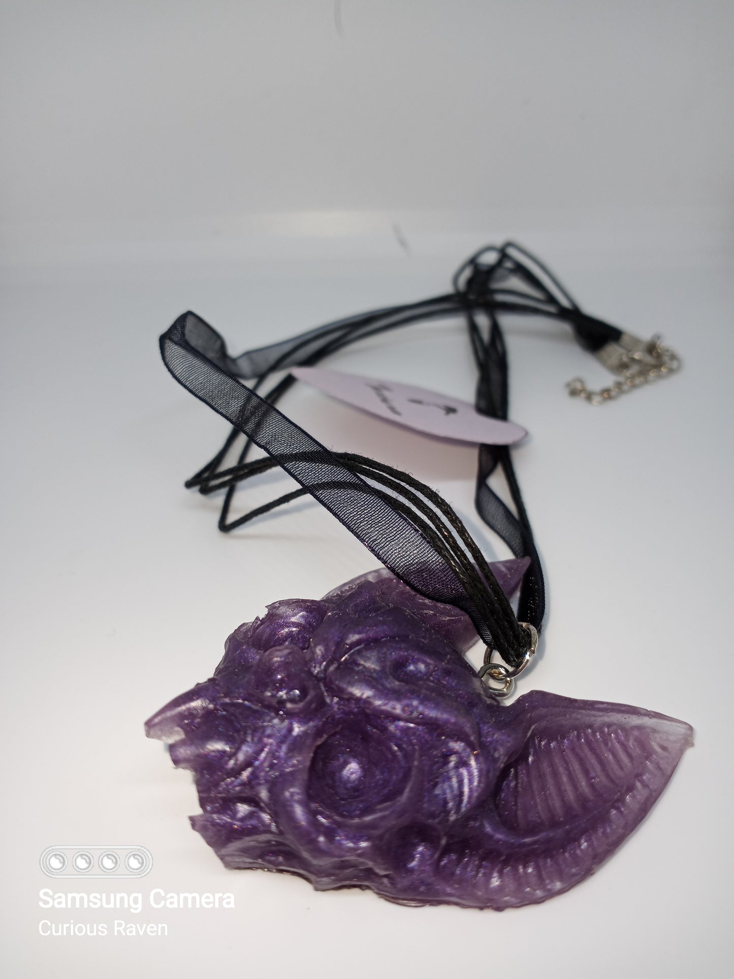 Plum Bat Head Necklace