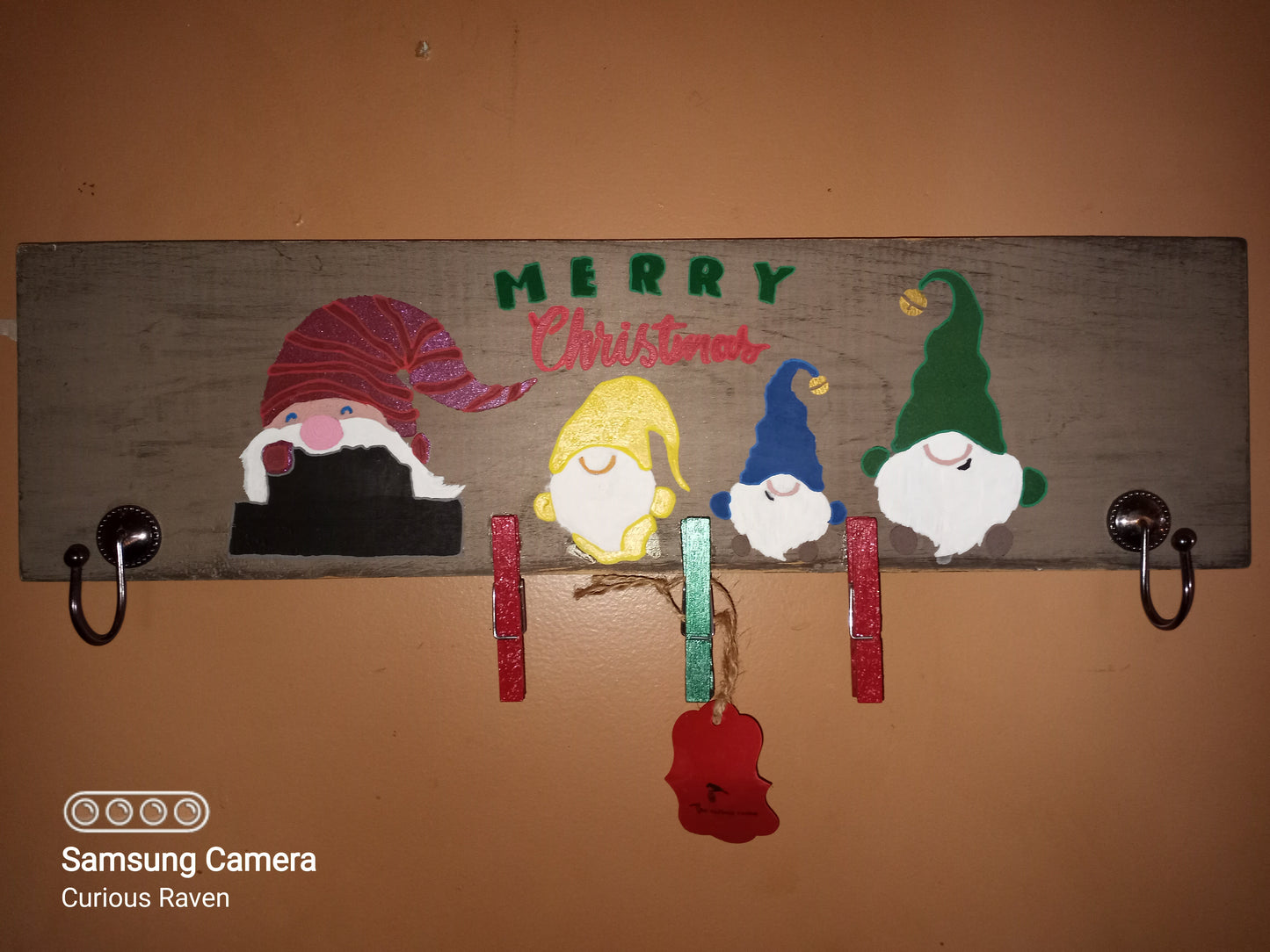 Merry Christmas Gnome Coat/Glove Rack