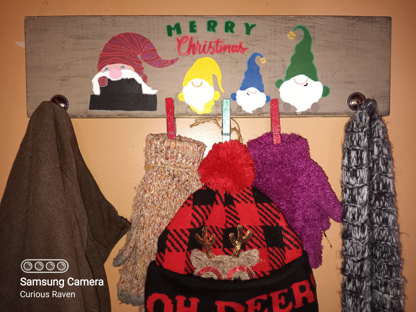 Merry Christmas Gnome Coat/Glove Rack