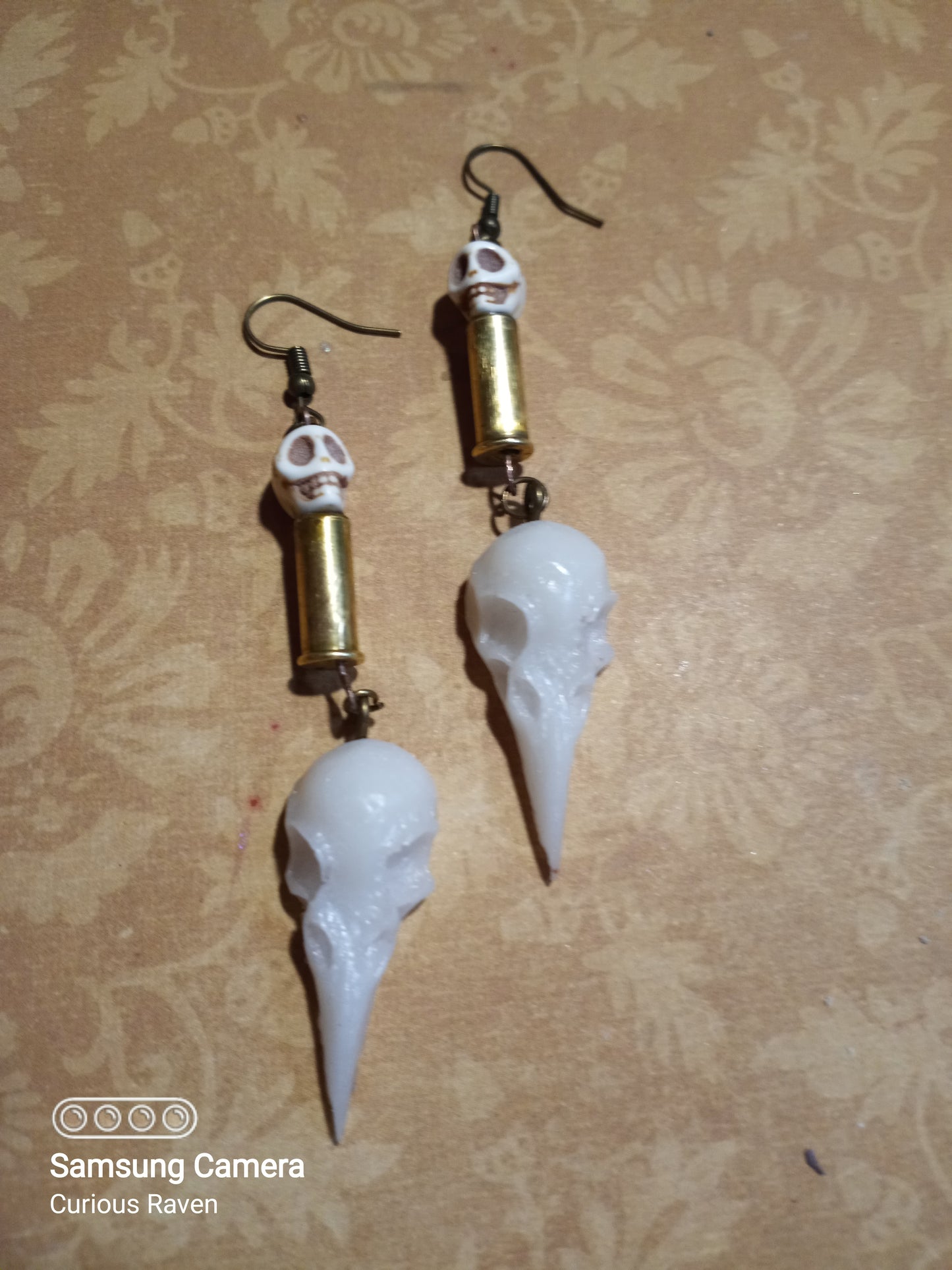 Glow in the Dark Double Skull Shell Casing Earrings