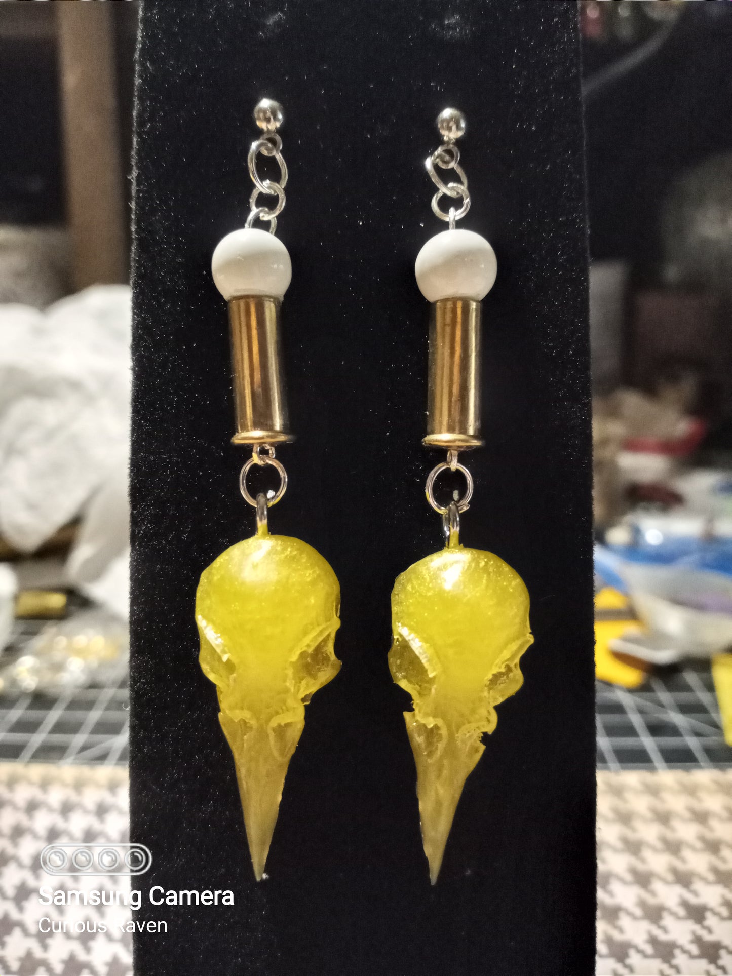 Lemon Raven Shell Casing Earrings