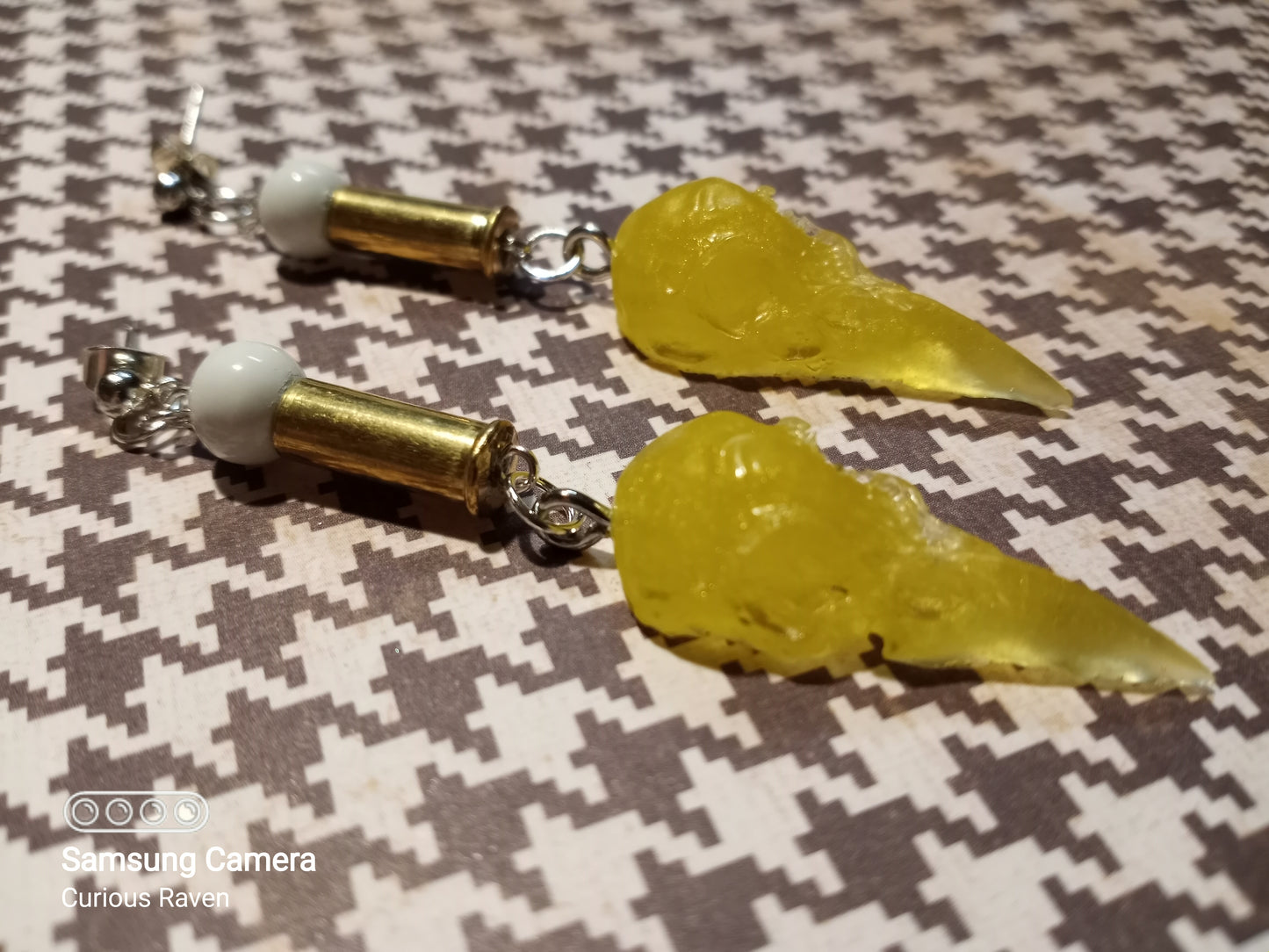 Lemon Raven Shell Casing Earrings