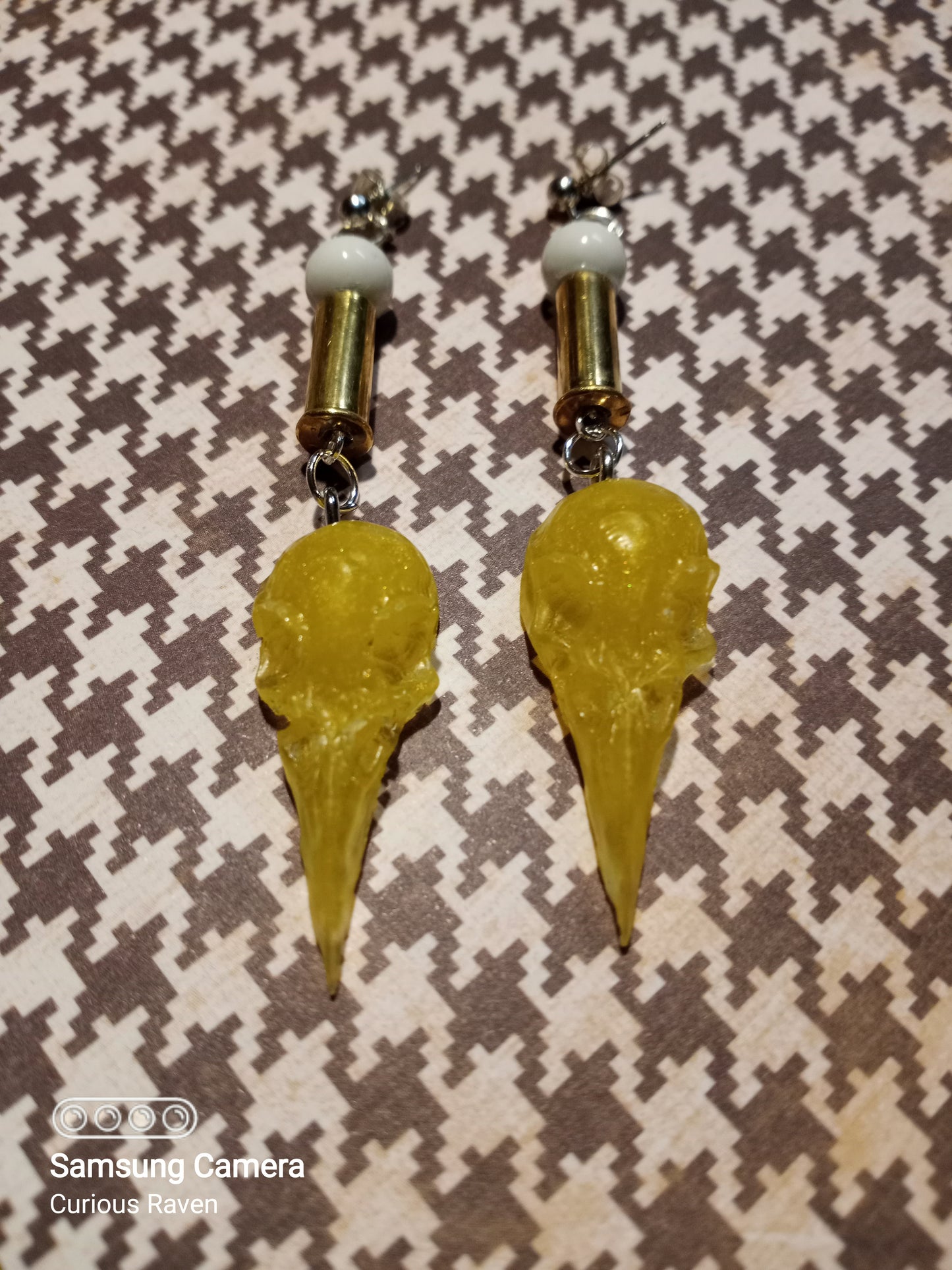 Lemon Raven Shell Casing Earrings