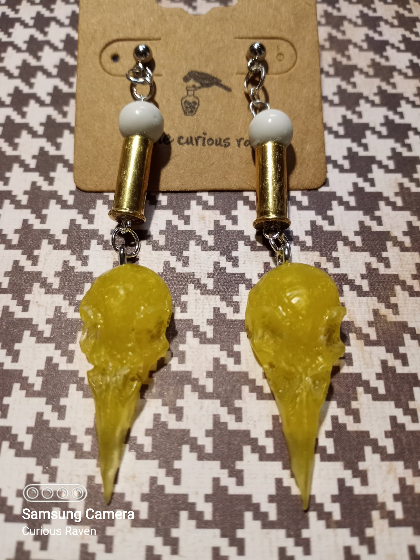 Lemon Raven Shell Casing Earrings